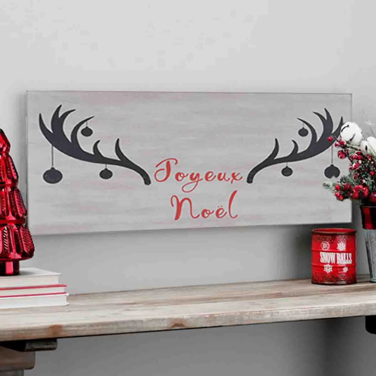 Dependable Lauren Taylor - Joyeux Noel with Antlers Wall Art Reliable