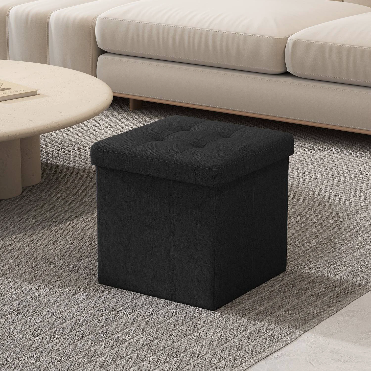 Powerful SONGMICS Folding storage stool bench footrest for living room and bedroom Fine Crafted