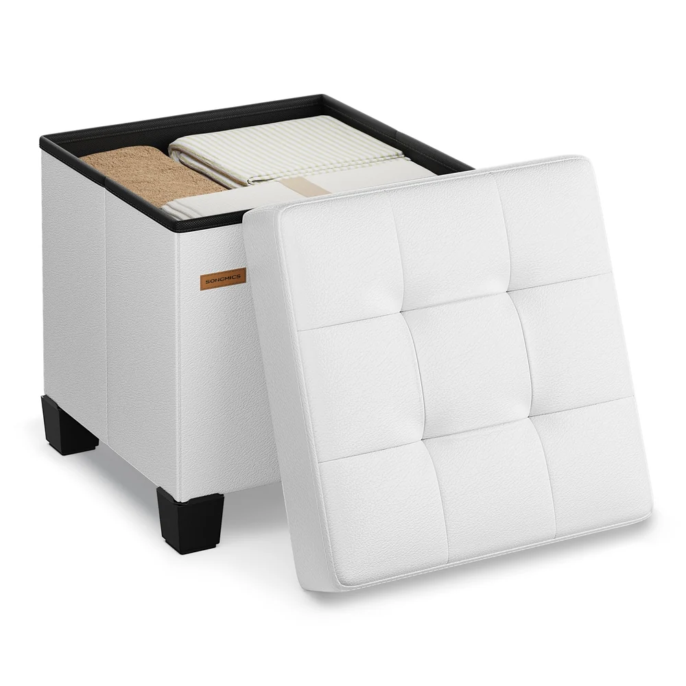 Prestigious SONGMICS Faux leather cube storage ottoman with legs Fast