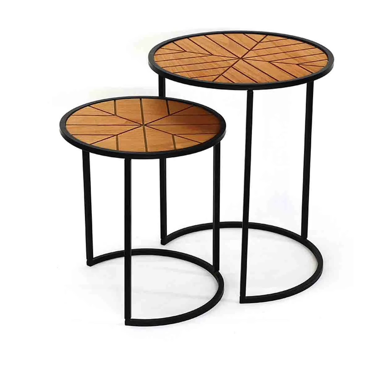 Elite Accent Set 2 Side Tables-metal Frame With mdf Top Comfortable