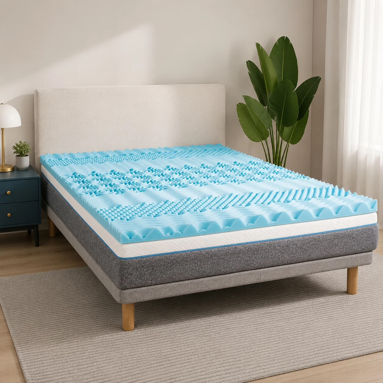 Innovative Maison Blanche - 7 Zone Gel Memory Foam Topper-blue High-Grade