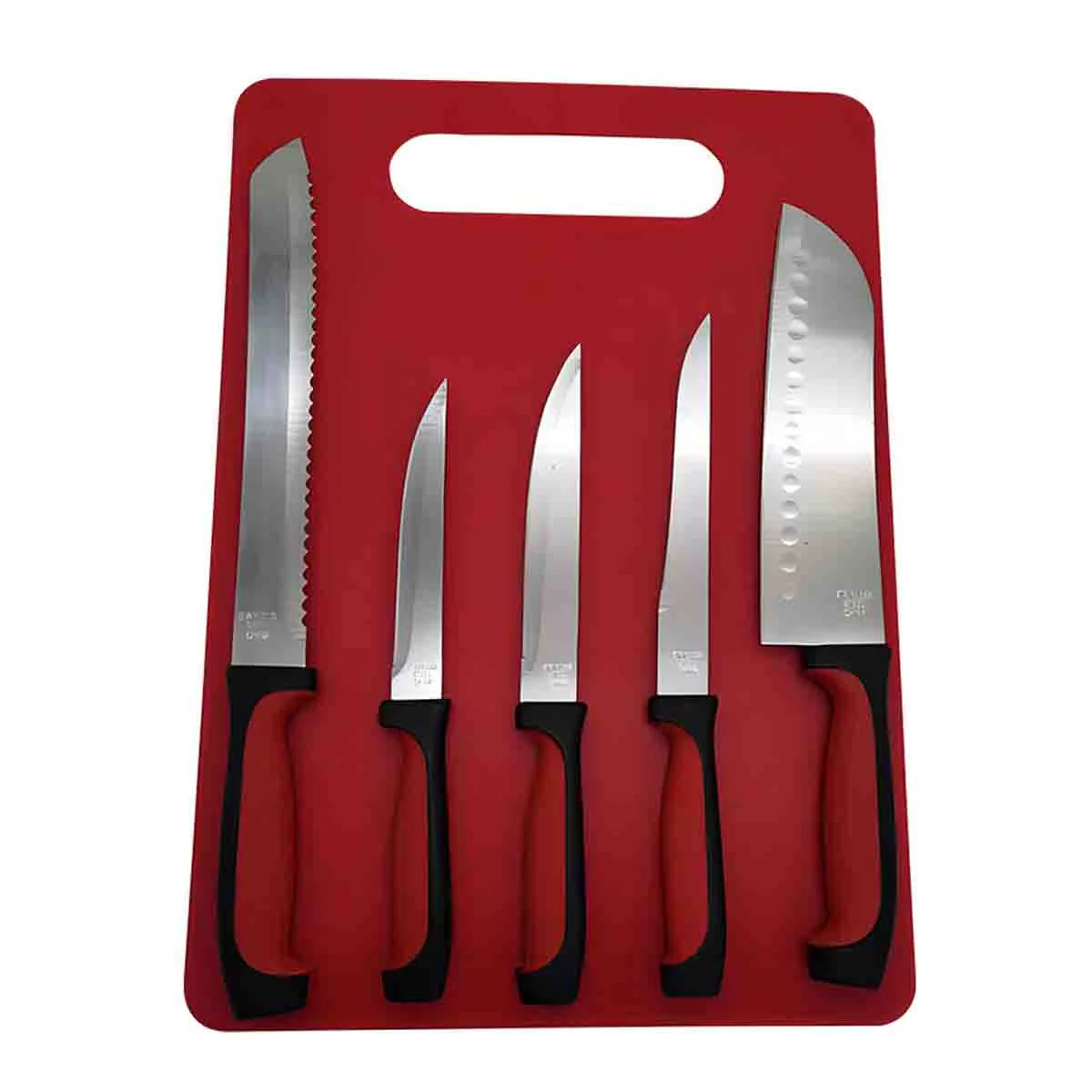 Selected A LA CUISINE - 5 PCS Knife Set with with cutting board Verified
