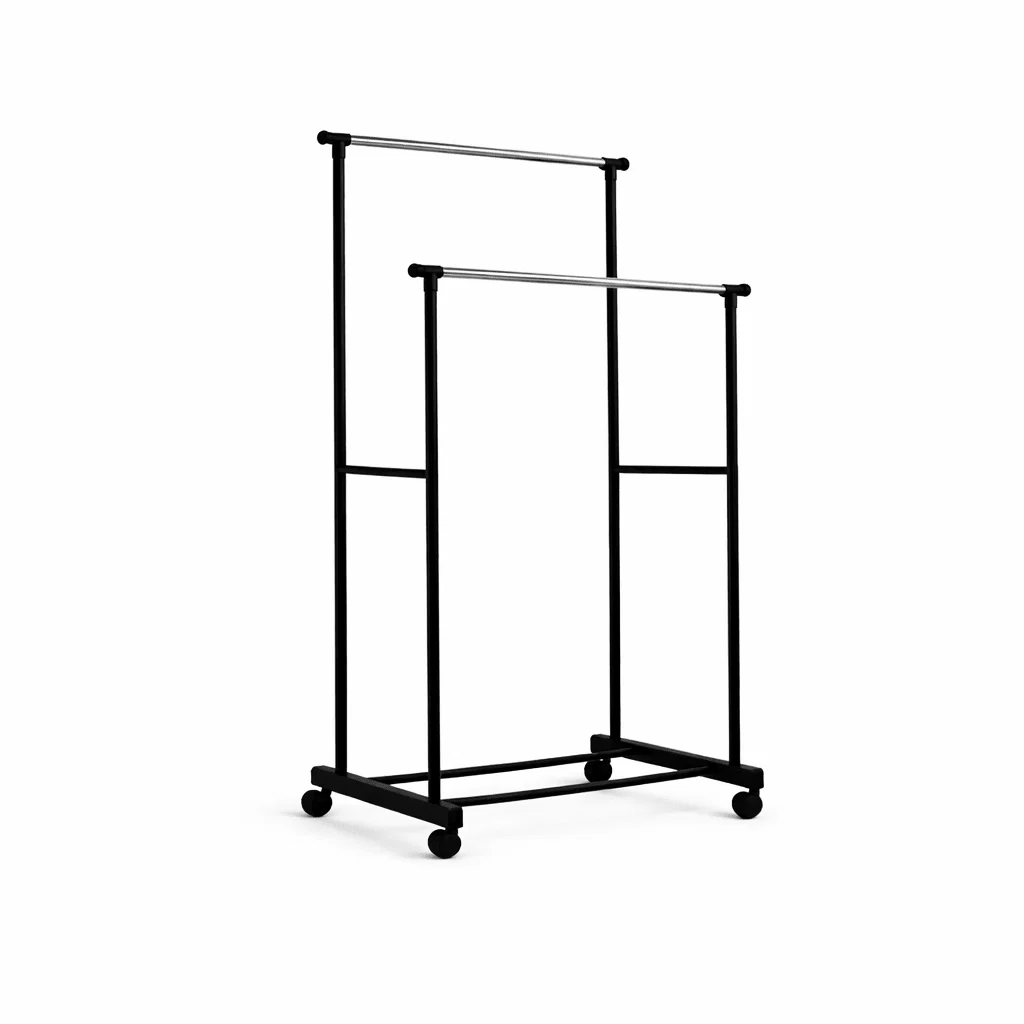 Elite Double Row Rolling Clothes Rack – Adjustable Metal Garment Organizer Unique