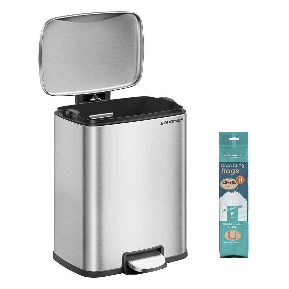 Next-Generation SONGMICS Stainless steel kitchen trash can with soft close lid and inner bucket Consistent