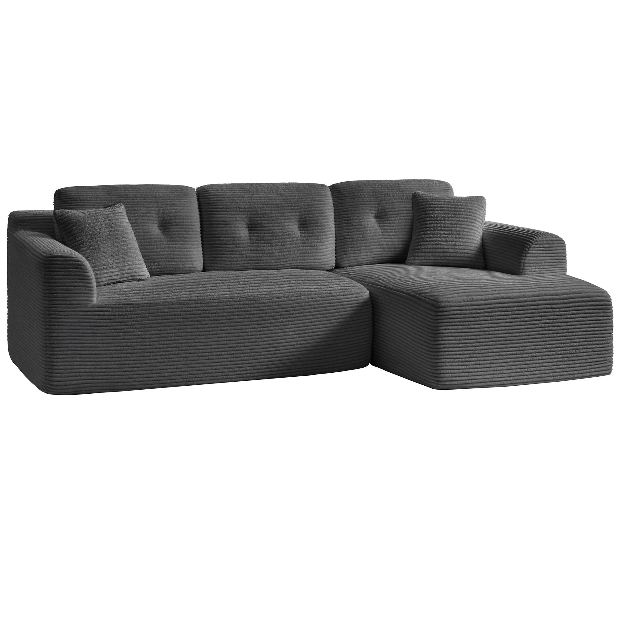 Functional VASAGLE VASAGLE 108.3 Inches Boneless Couch with Chaise Modular Sectional Sofa Modern Cloud Couch with Deep Seat L-Shape Corduroy Sofa for Living Room Right-Facing Chaise Exceptional
