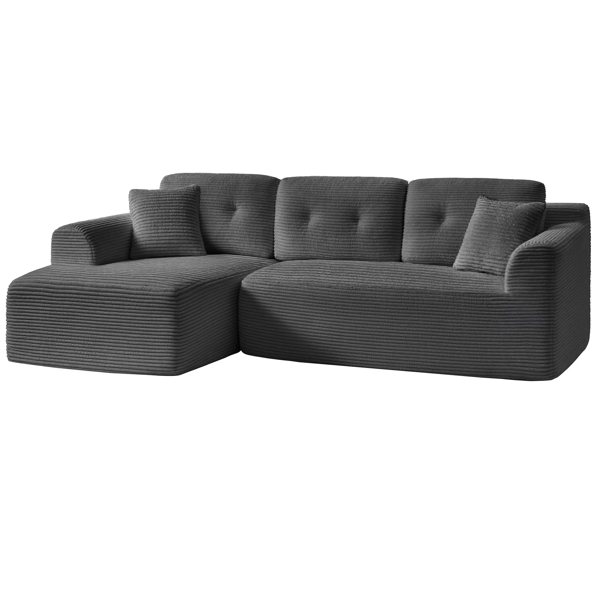 Verified VASAGLE VASAGLE 108.3 Inches Boneless Couch with Chaise Modular Sectional Sofa Modern Cloud Couch with Deep Seat L-Shape Corduroy Sofa for Living Room Left-Facing Chaise Breathable