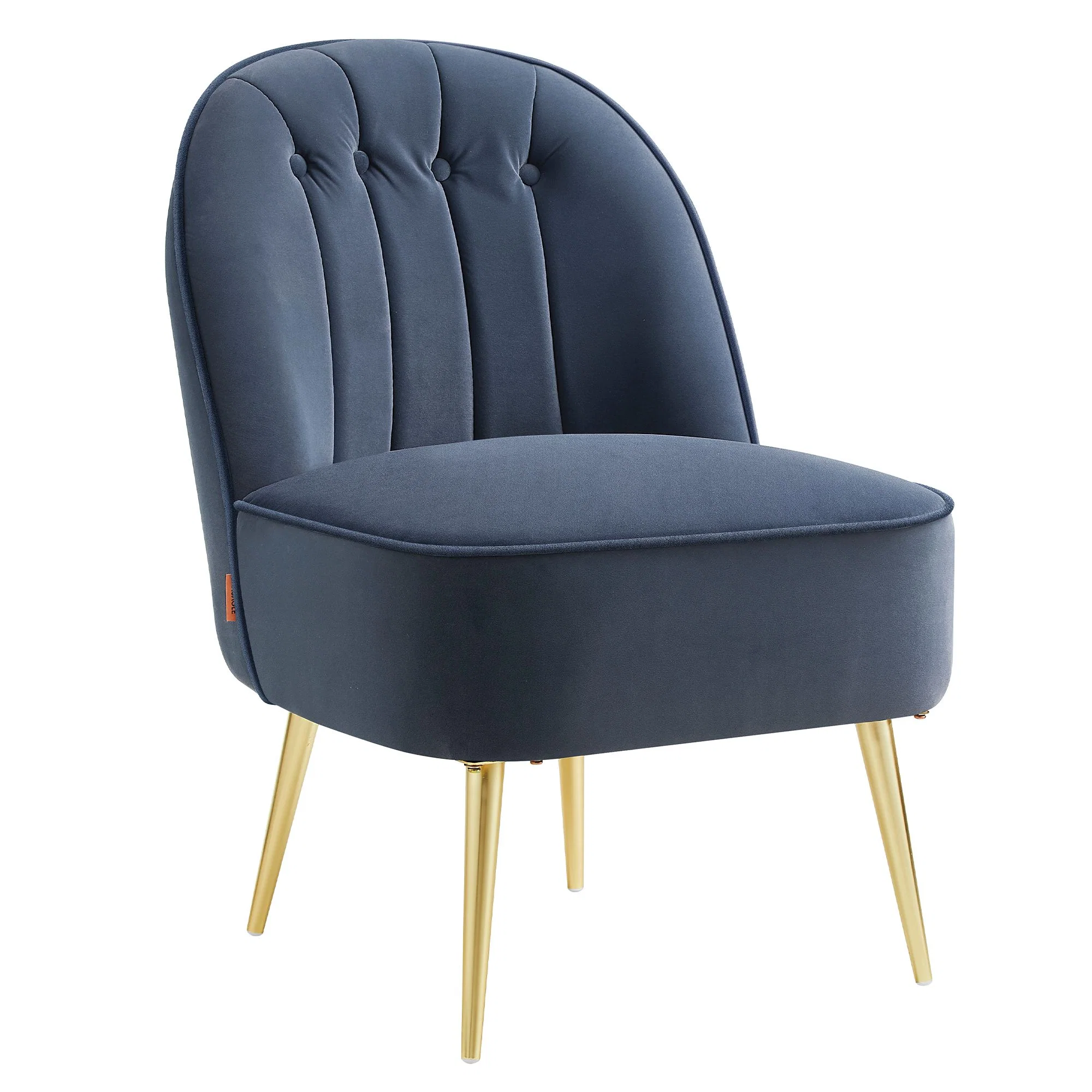 High-Performance VASAGLE VASAGLE Accent Chair Velvet Vanity Chair with Metal Legs Shell-Shaped Back Wide Seat Luxury Style Detailed
