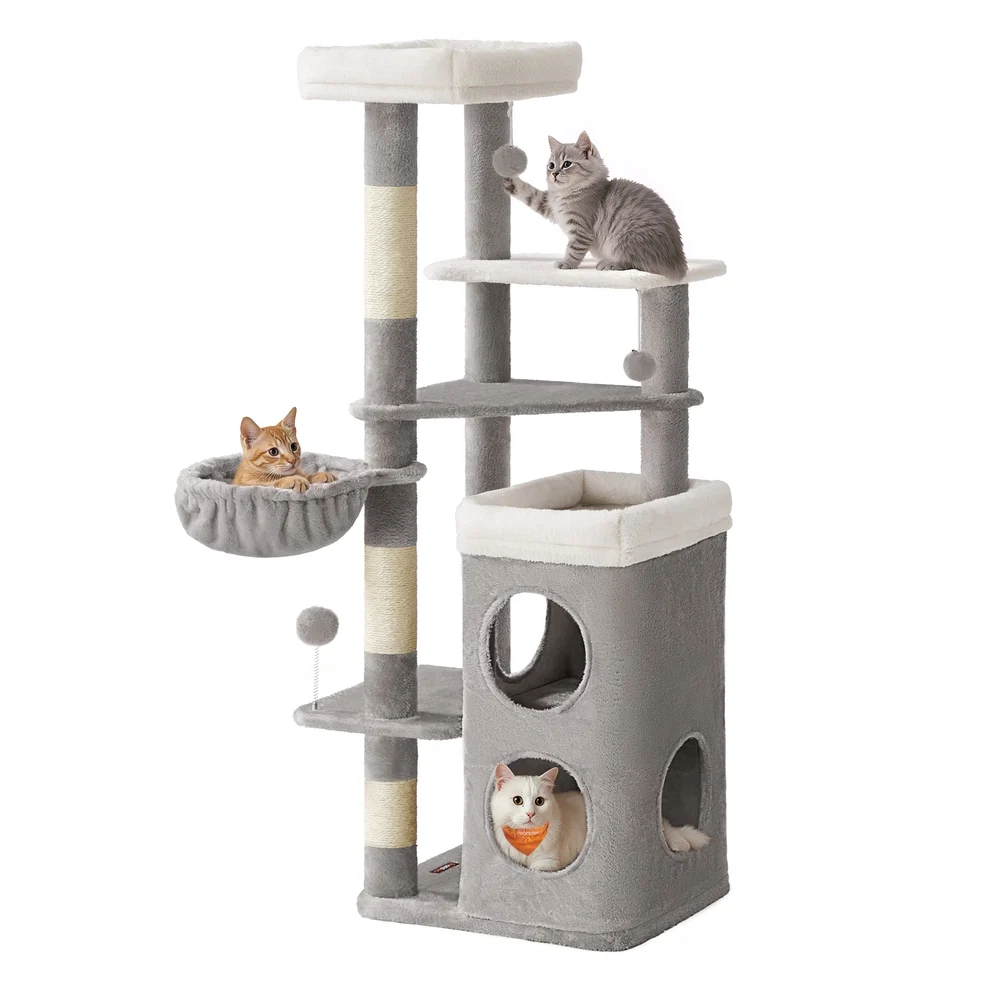 Advanced Feandrea Feandrea Tall Cat Tree Tower Multiple-Level Cat Condo with 2 Caves Fine Crafted