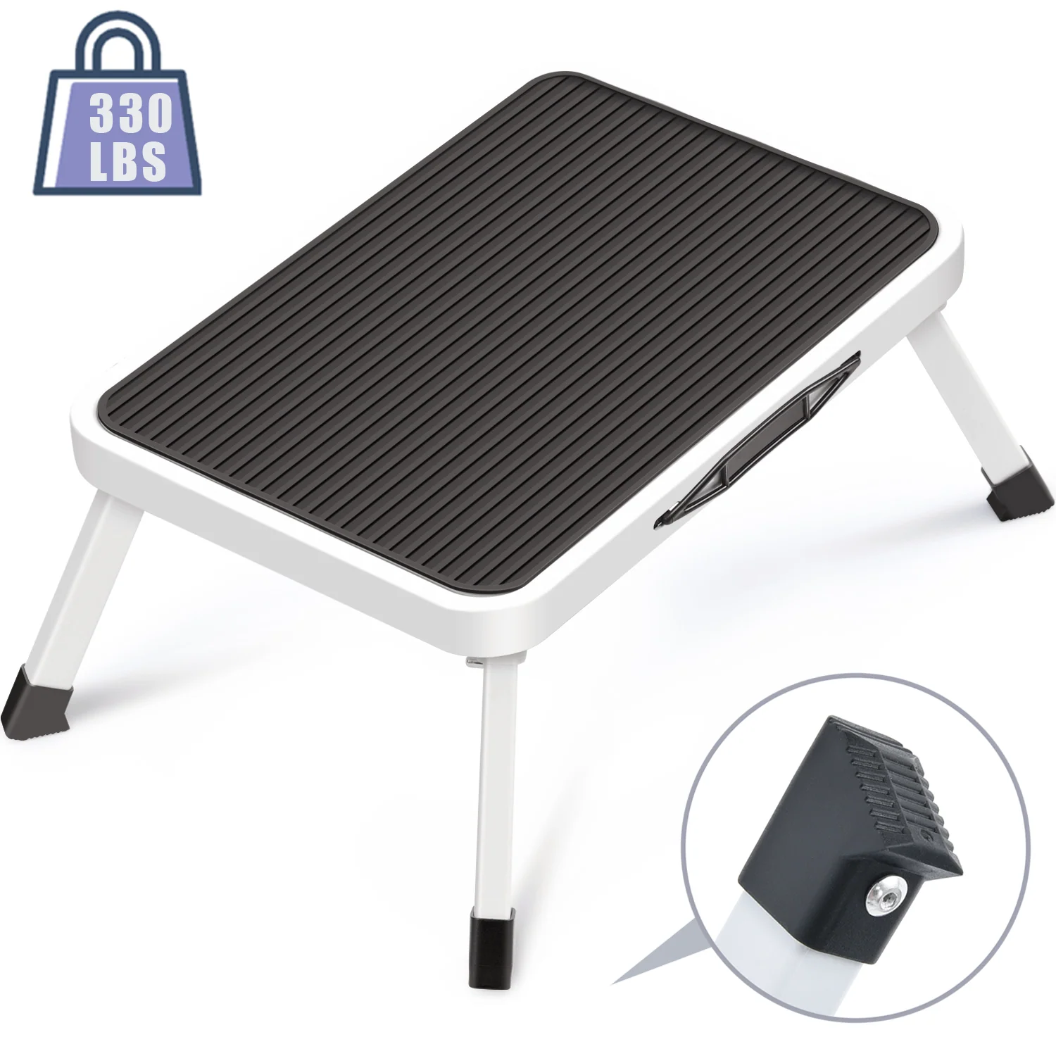 Clean Kingrack Folding Step Stool for Adults Non-Slip One Step Ladder Collapsible Stool Lightweight Foot Stool Up to 330 lbs Outstanding