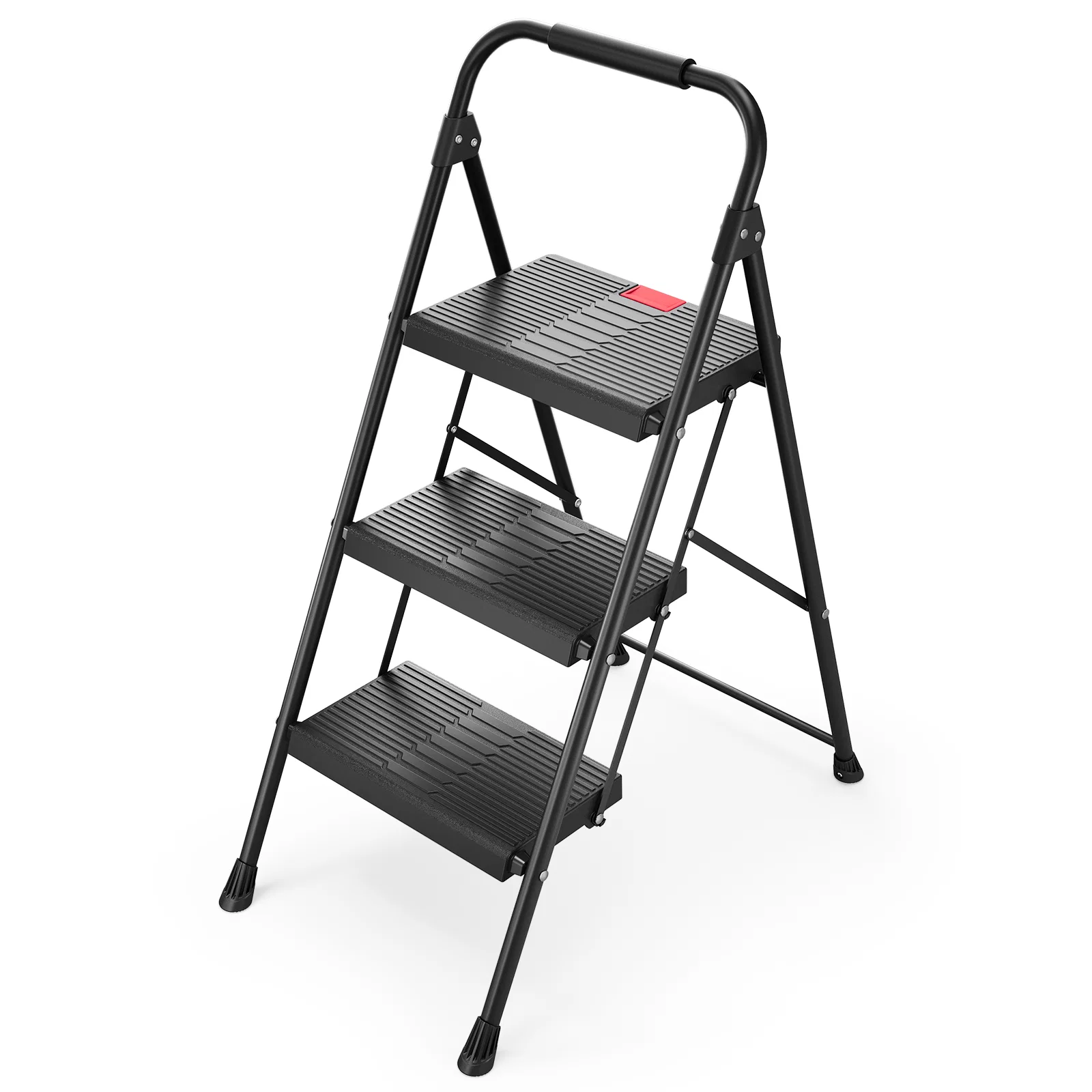 Effective 3 Step Stool KK KINGRACK Folding Step Ladder with Wide Pedal amp Safety Lock 500 LBS Black 2228-3 Premium Material
