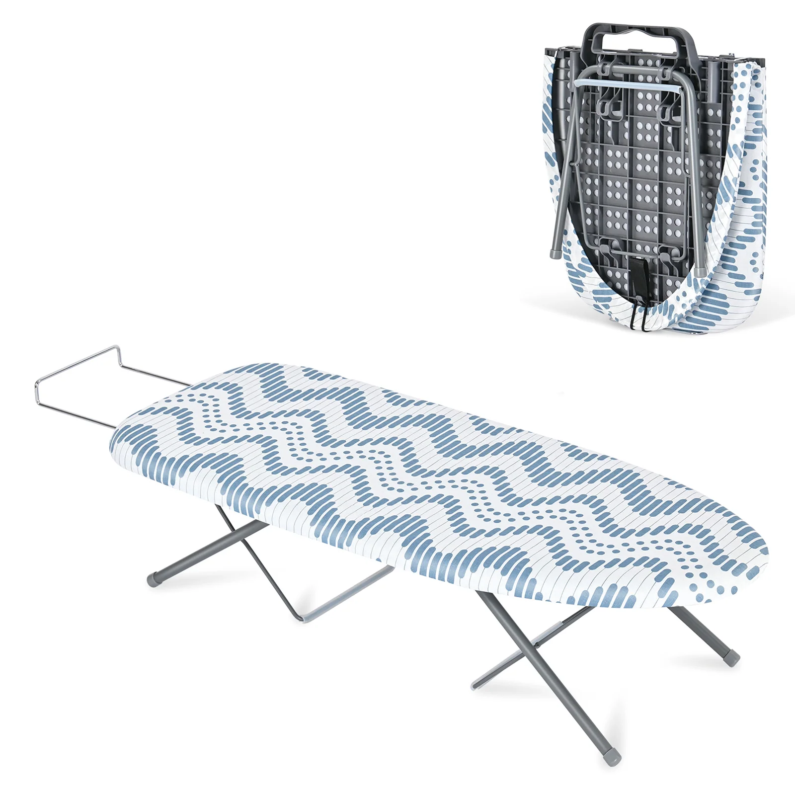 Powerful KK KINGRACK Foldable Ironing Board Tabletop Small Iron Board with Iron Rest amp Hanging Handle Blue Exclusive