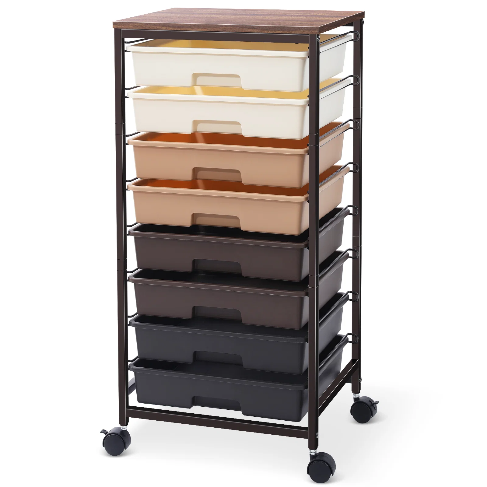 Durable KK KINGRACK 8 Drawer Rolling Storage Cart with Wheels Office School Organizer Brown（BZ830924-2） Refined