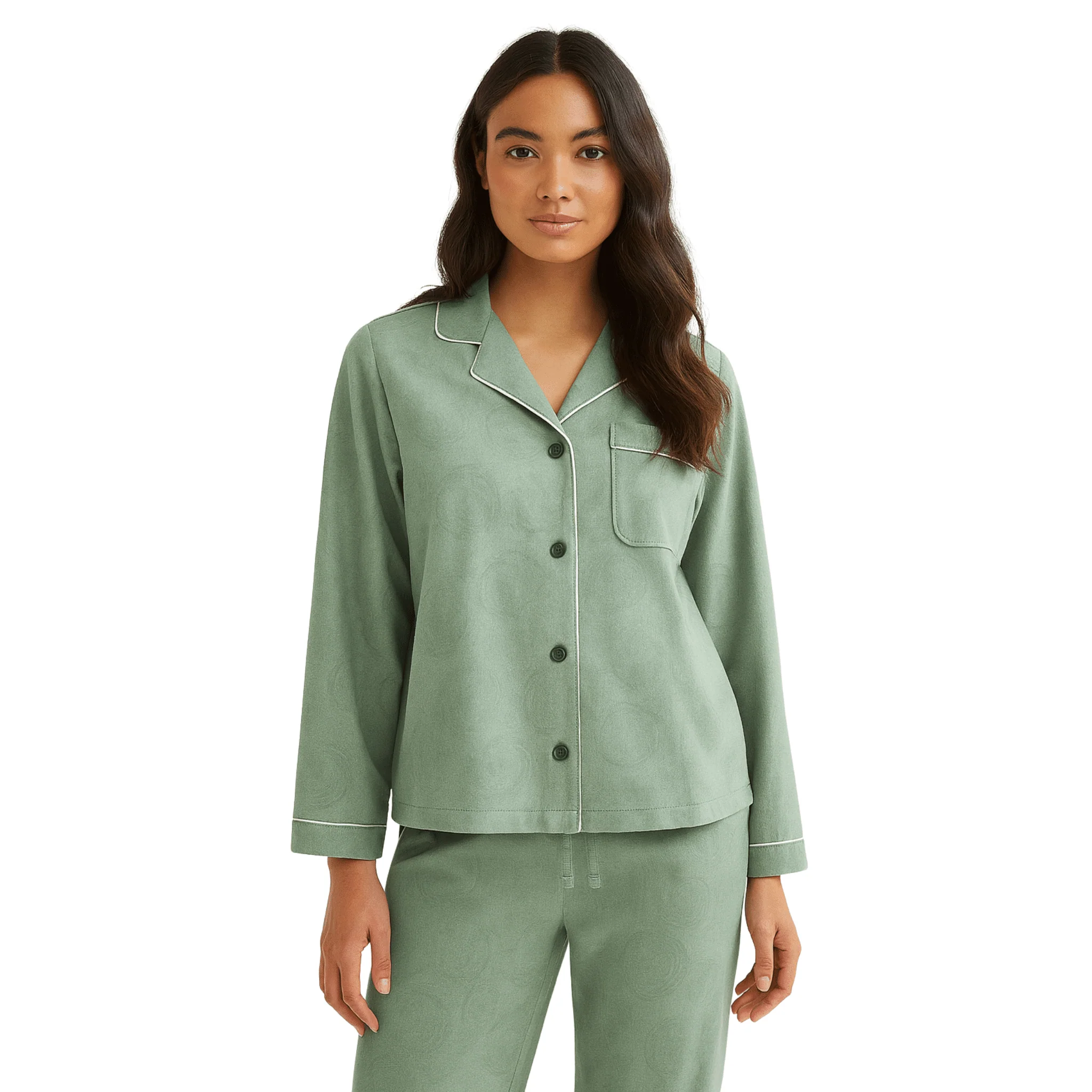 Fashionable Soft Knit Pajama Set with Piping Detail Exceptional