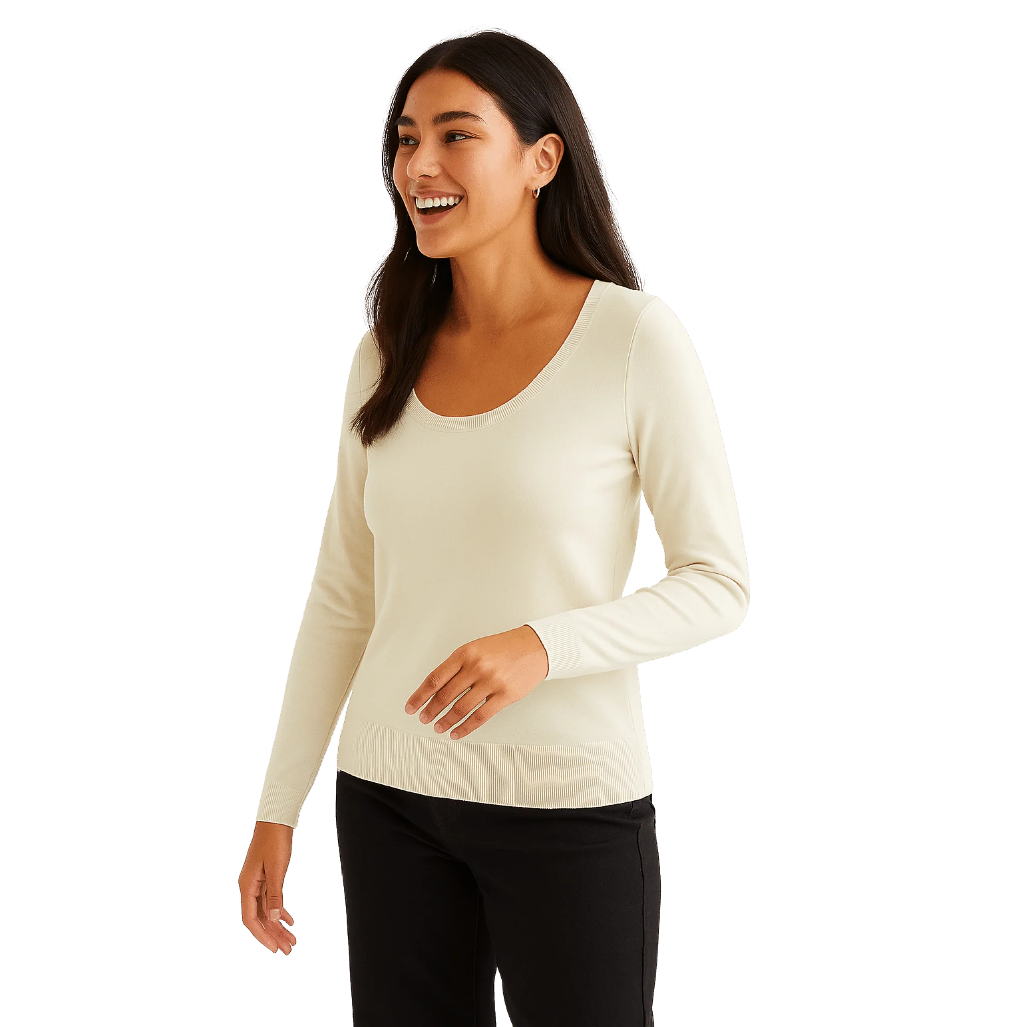 Effective Soft Knit Scoop Neck Sweater Efficient