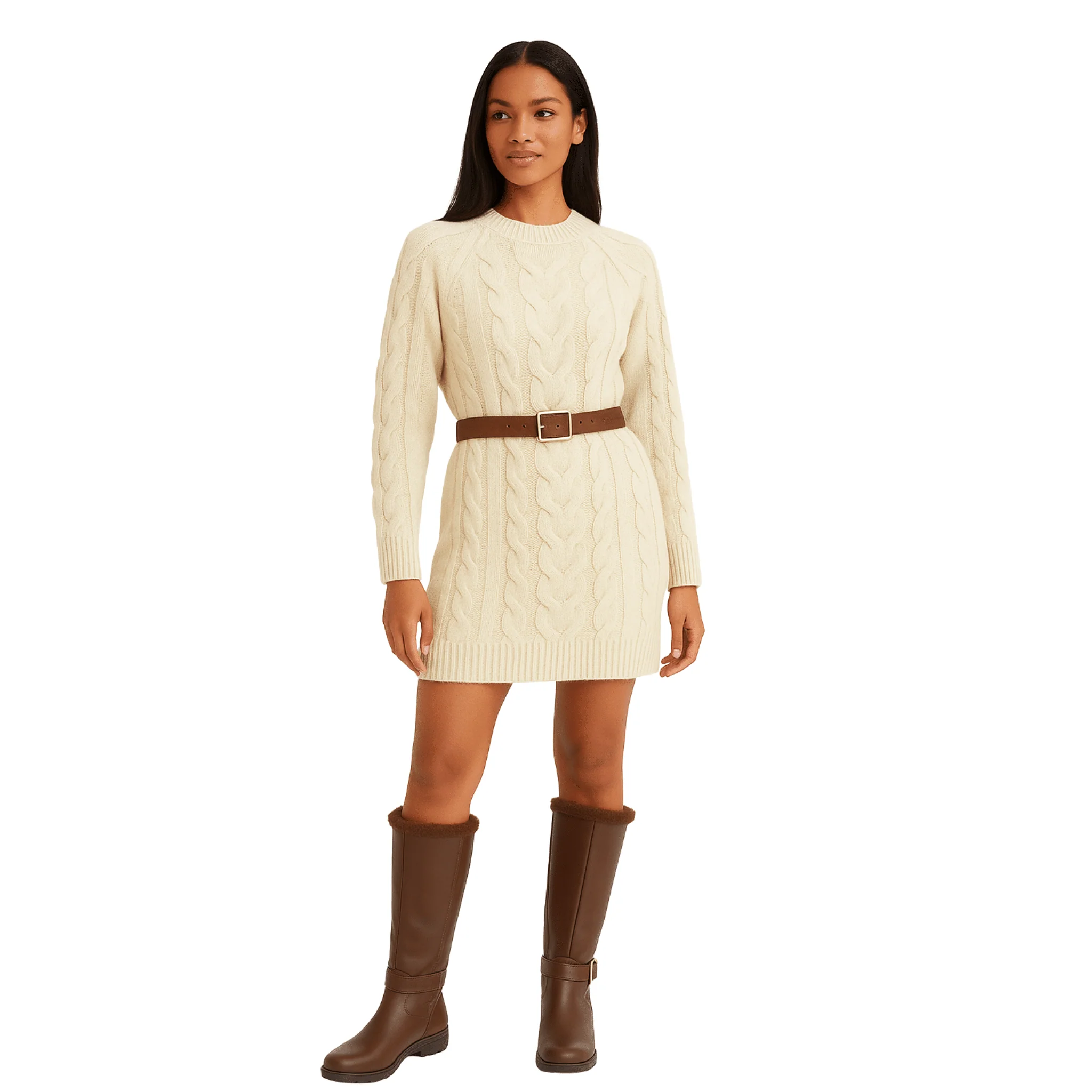 Reusable Cable Knit Sweater Dress Practical