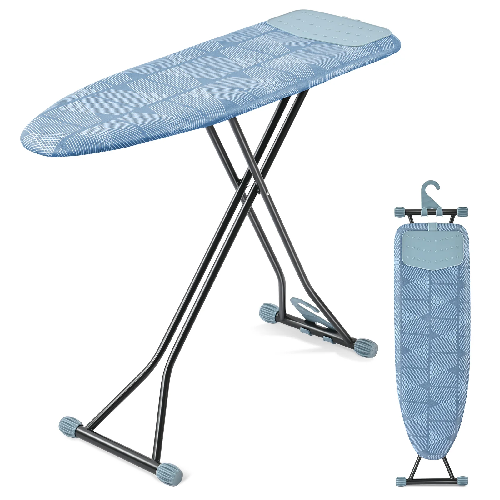 Quality KINGRACK Ironing Board Iron Board Full Size with Hanger amp Rotating Nonslip Feet 7 Level Height Adjustable 43x13 in Blue RYP1343HT-19-28B Superior