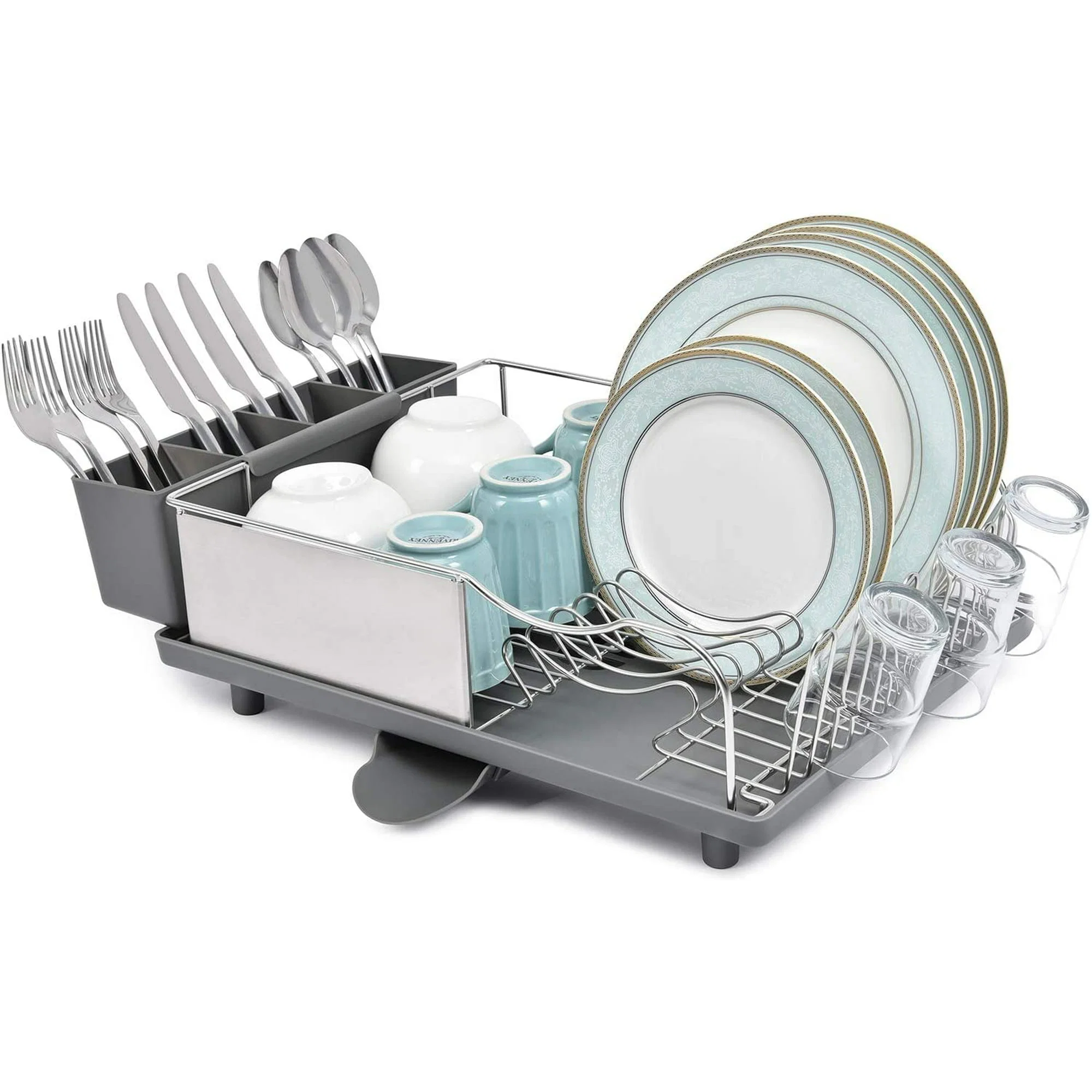 Enhanced Kingrack Dish Rack 304 Stainless Steel Dish Drying Rack Dish Drainer for Large Capacity WK130895-G Minimalist