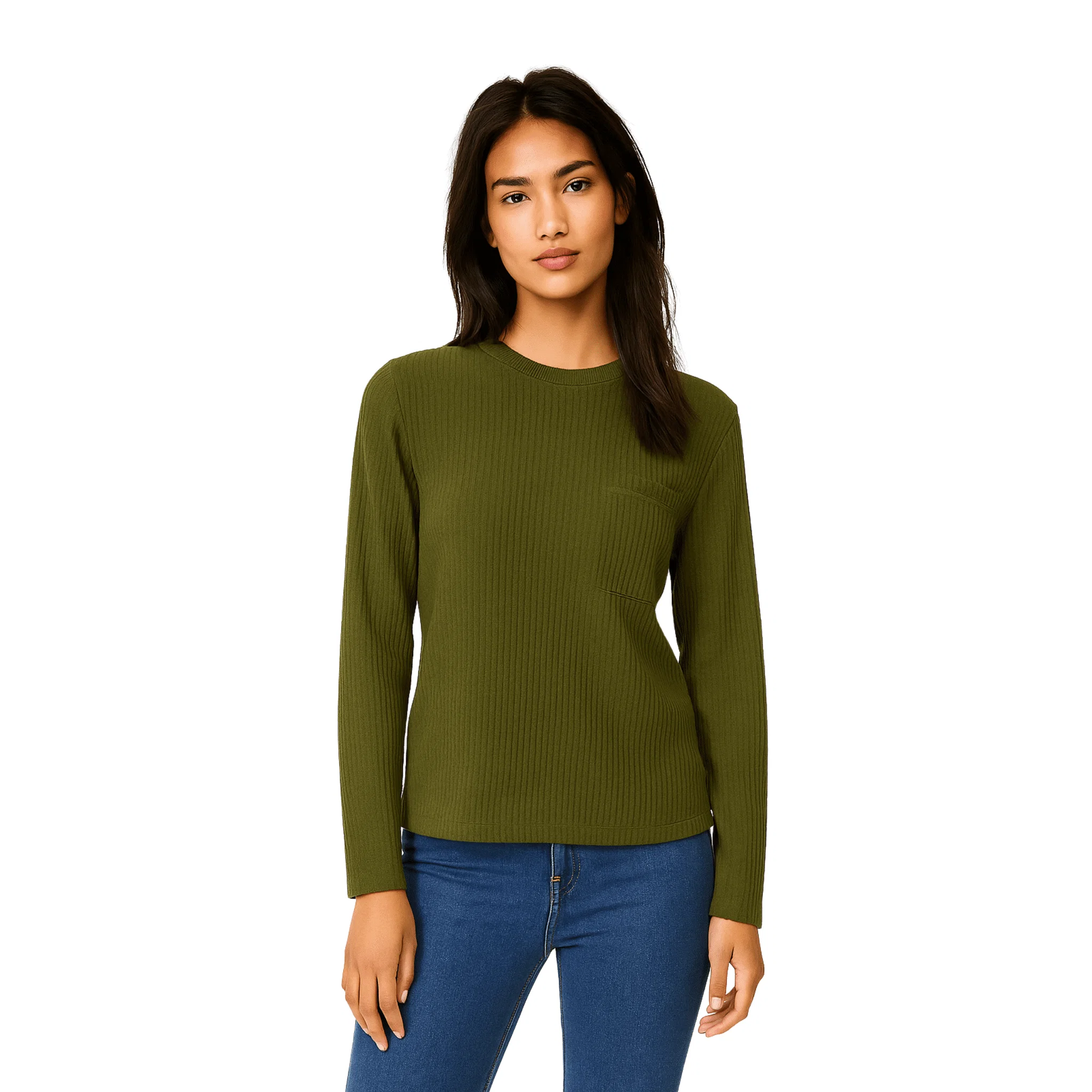 Breathable Ribbed Long-Sleeve Crewneck Top Prestigious