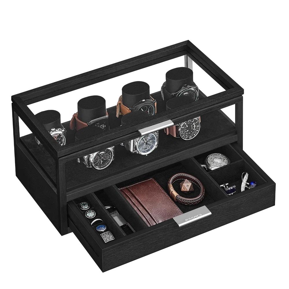Original SONGMICS 2-Tier Watch Case Natural