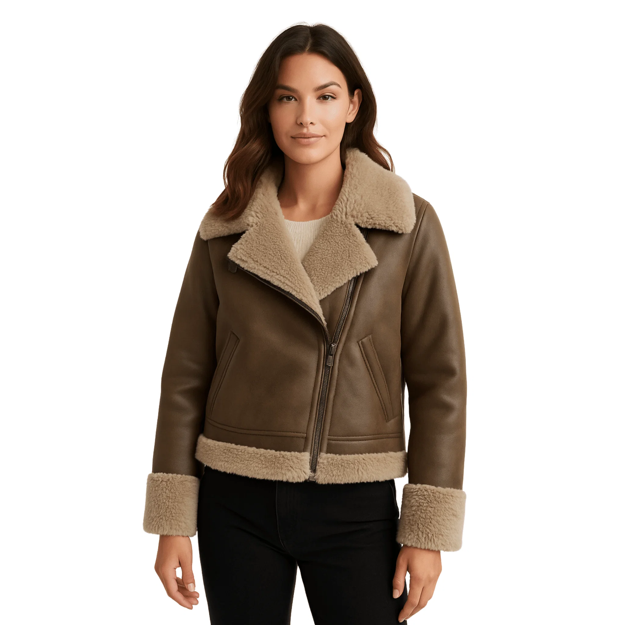 Fast Women s Faux-Shearling Aviator Jacket Healthy