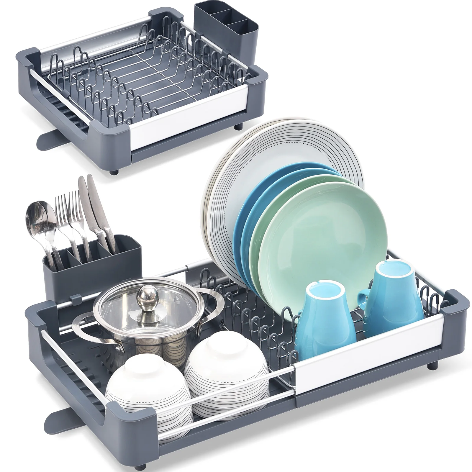 Proven KK Kingrack Aluminum Extendable Dish Drying Rack Adjustable Dish Drainer for Kitchen WK810415 Refined