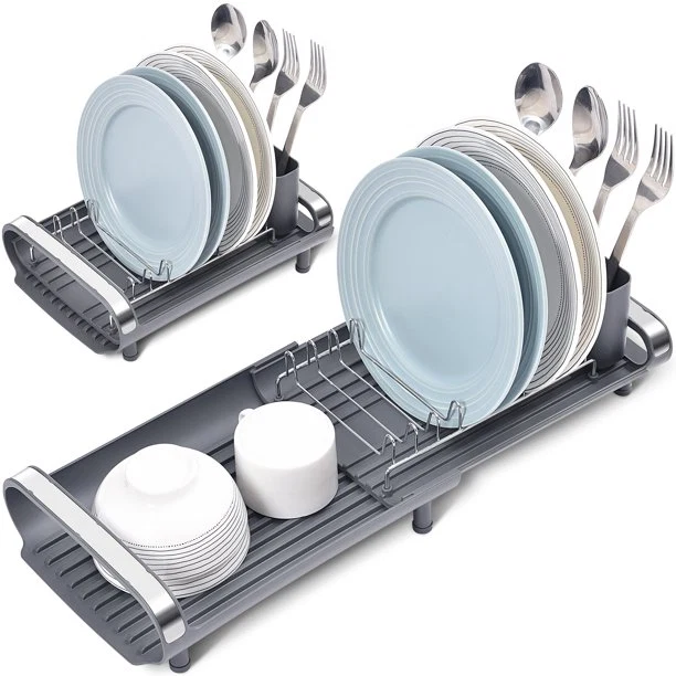 Clean Kingrack Expandable Dish Drying Rack Deluxe Small Dish Drainer Rack for Kitchen Counter Organizers WK810585-3 High-Grade