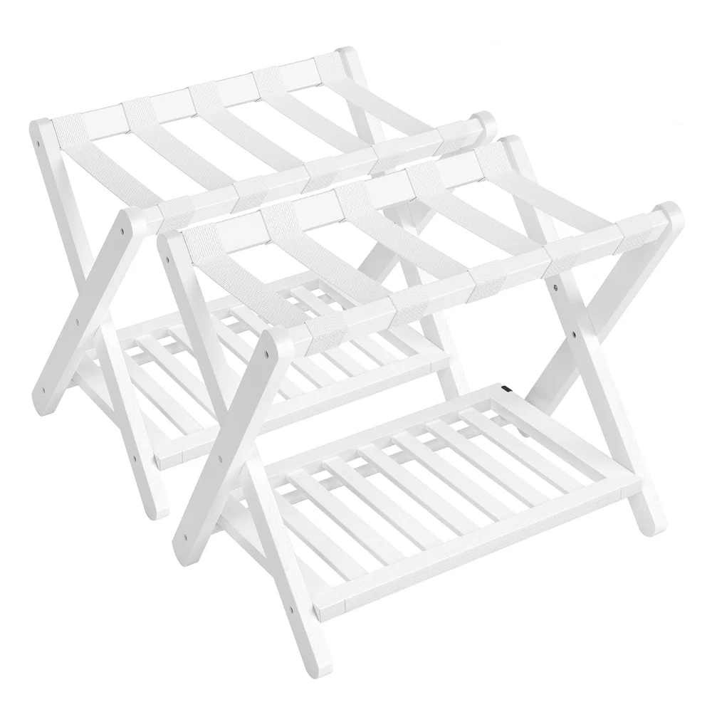 Flexible SONGMICS Solid Wood Luggage Racks Set of 2 No Assembly Required Foldable Suitcase Stand Luggage Holder Efficient