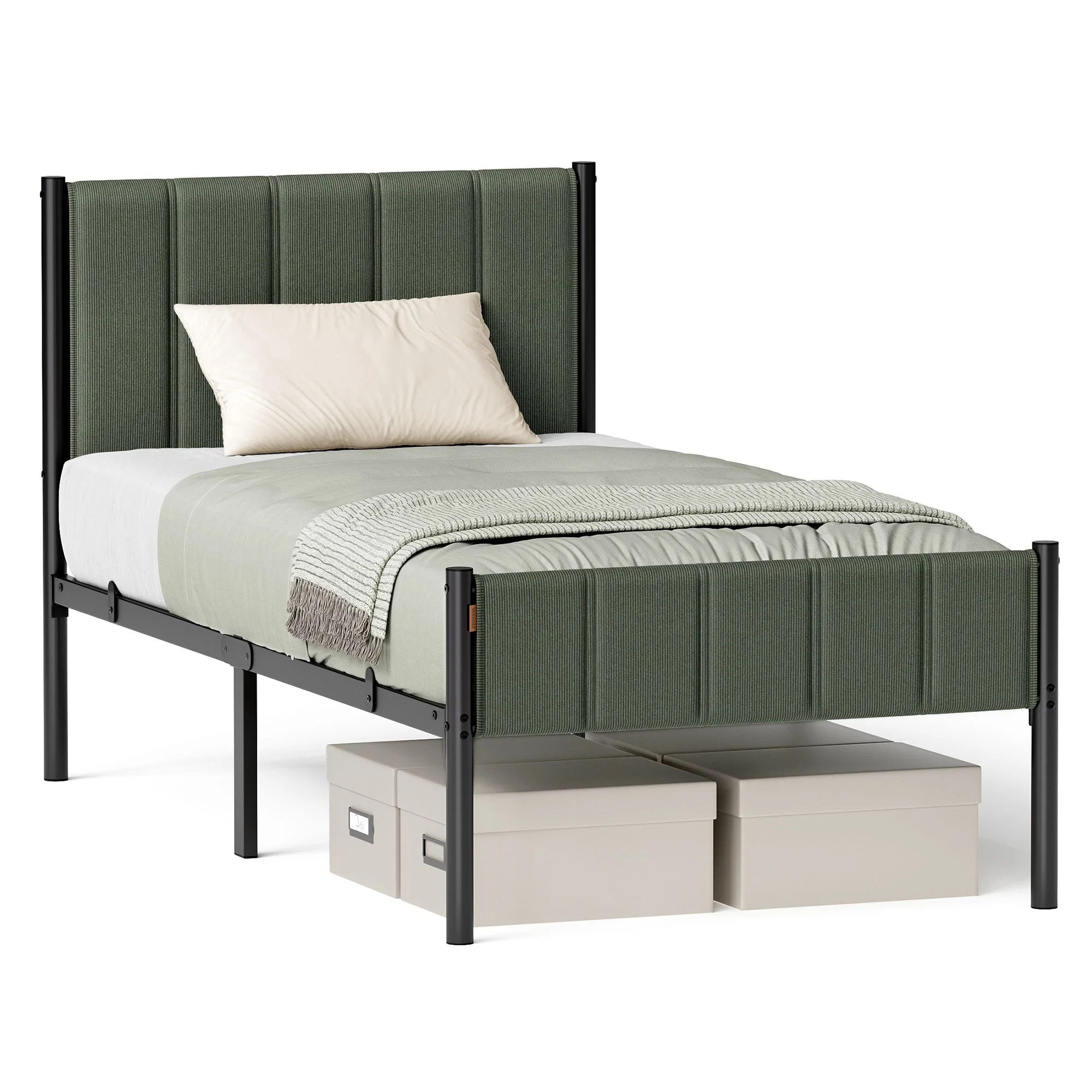 Artisan VASAGLE VASAGLE Twin Bed Frame with Upholstered Headboard Soft