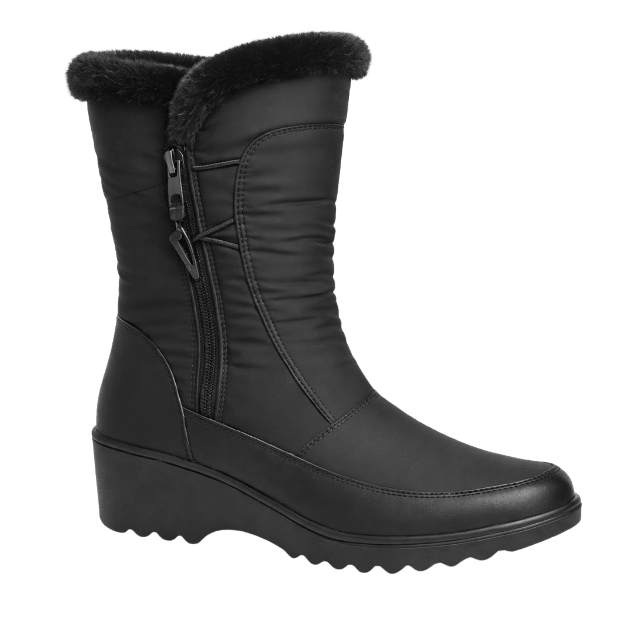 Verified Wedge Winter Boot with Faux Fur Lining Fine Crafted