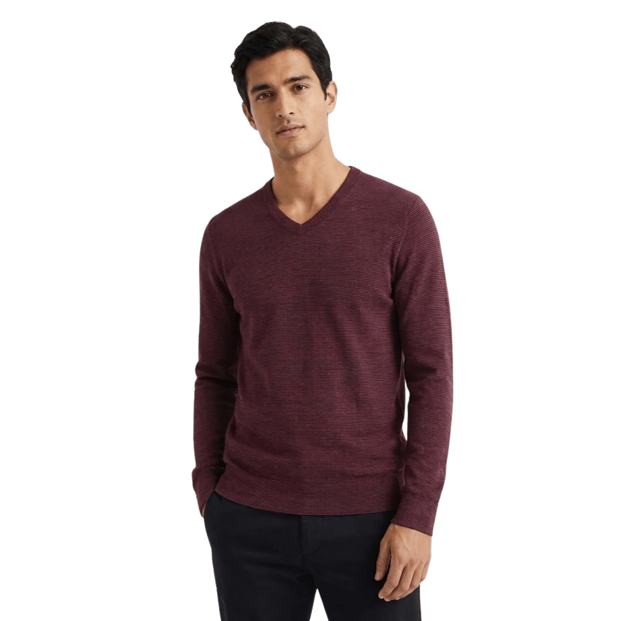 Fine Crafted Fine Textured V-Neck Sweater Recyclable