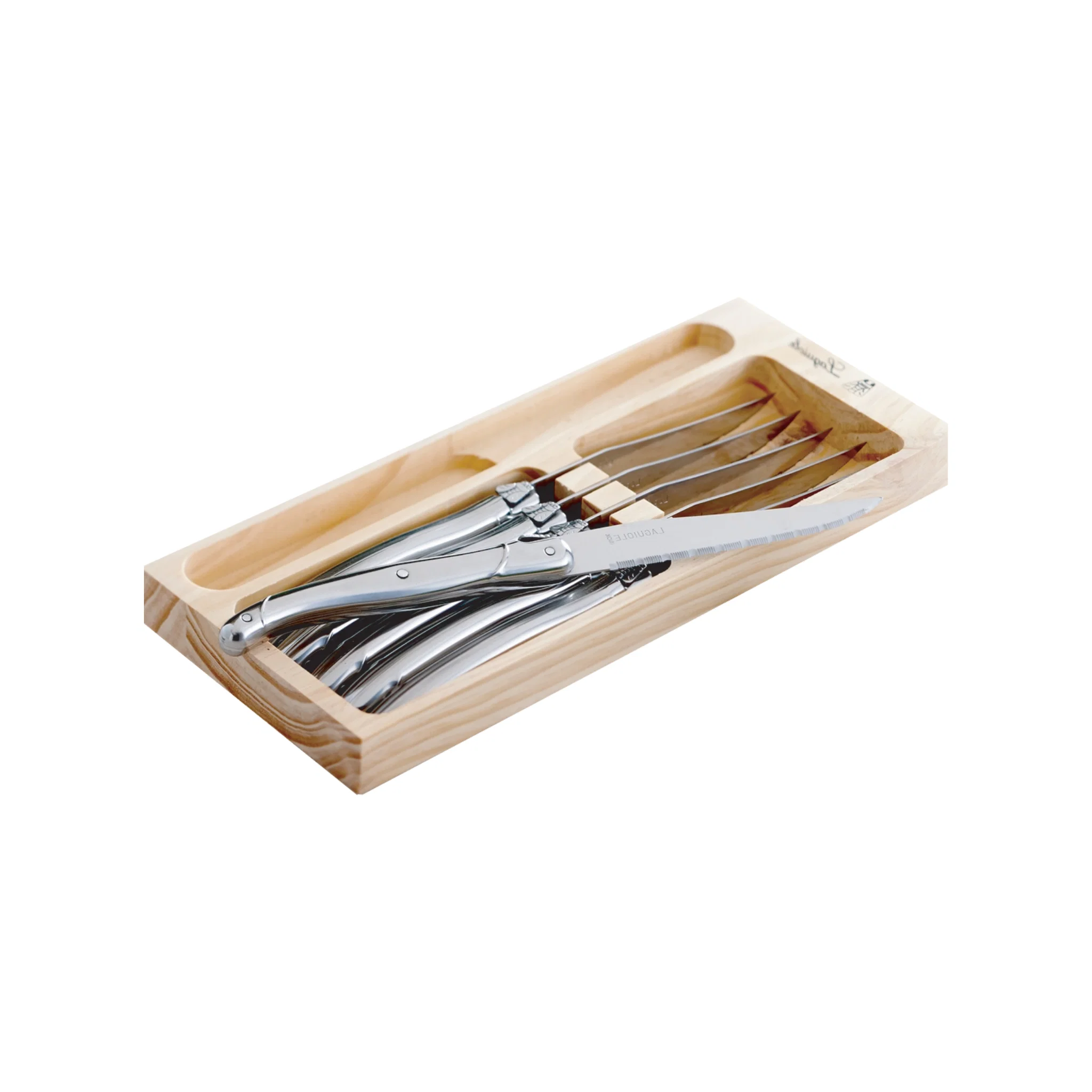 Official Silver 6-Piece Steak Knife Set with Wooden Box Breathable