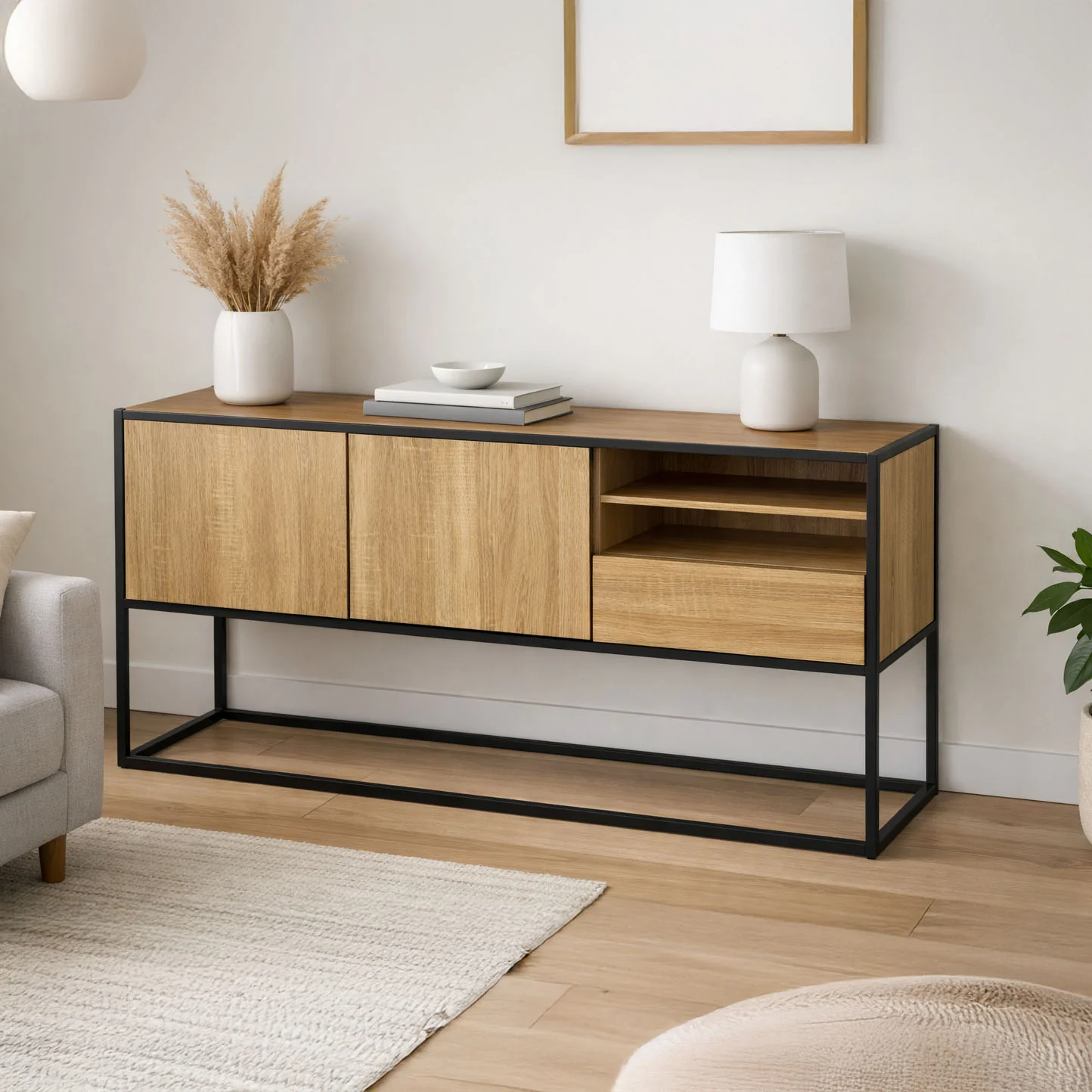 Elite Modern Wood Metal Sideboard Classic