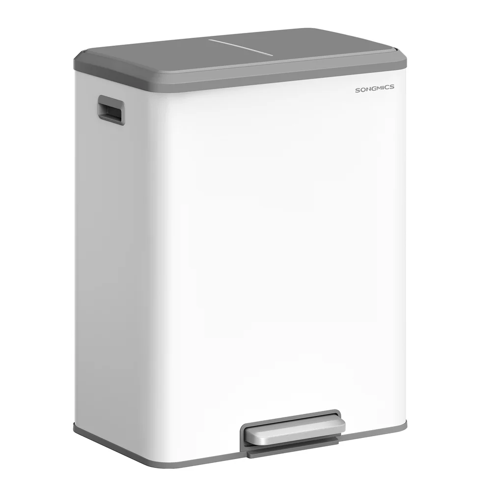 Relaxed SONGMICS 16 Gallon 2 x 8 Gal Dual Trash Can Stainless Steel Soft-Close Lid Prestigious