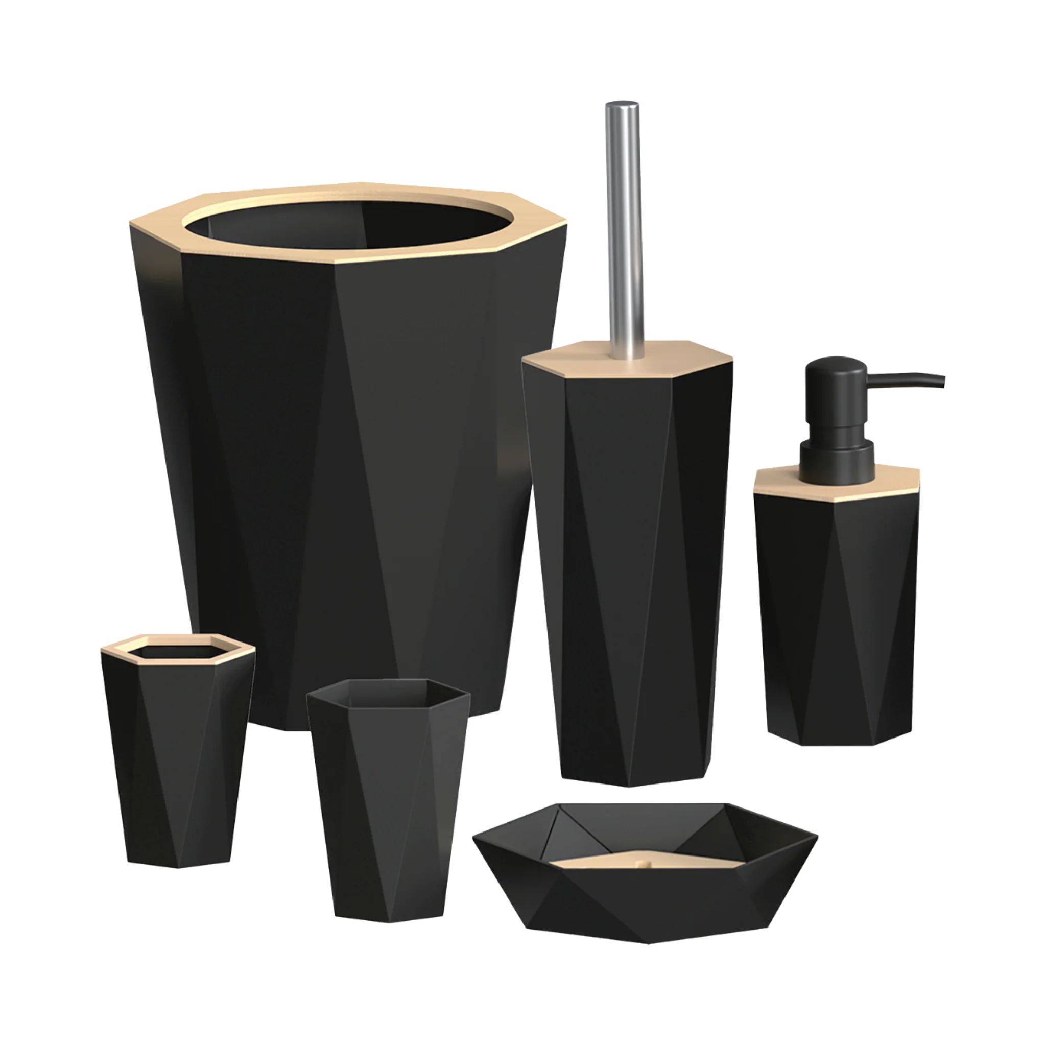 Green Bathroom Accessory Set - 6 Pcs Black Clean