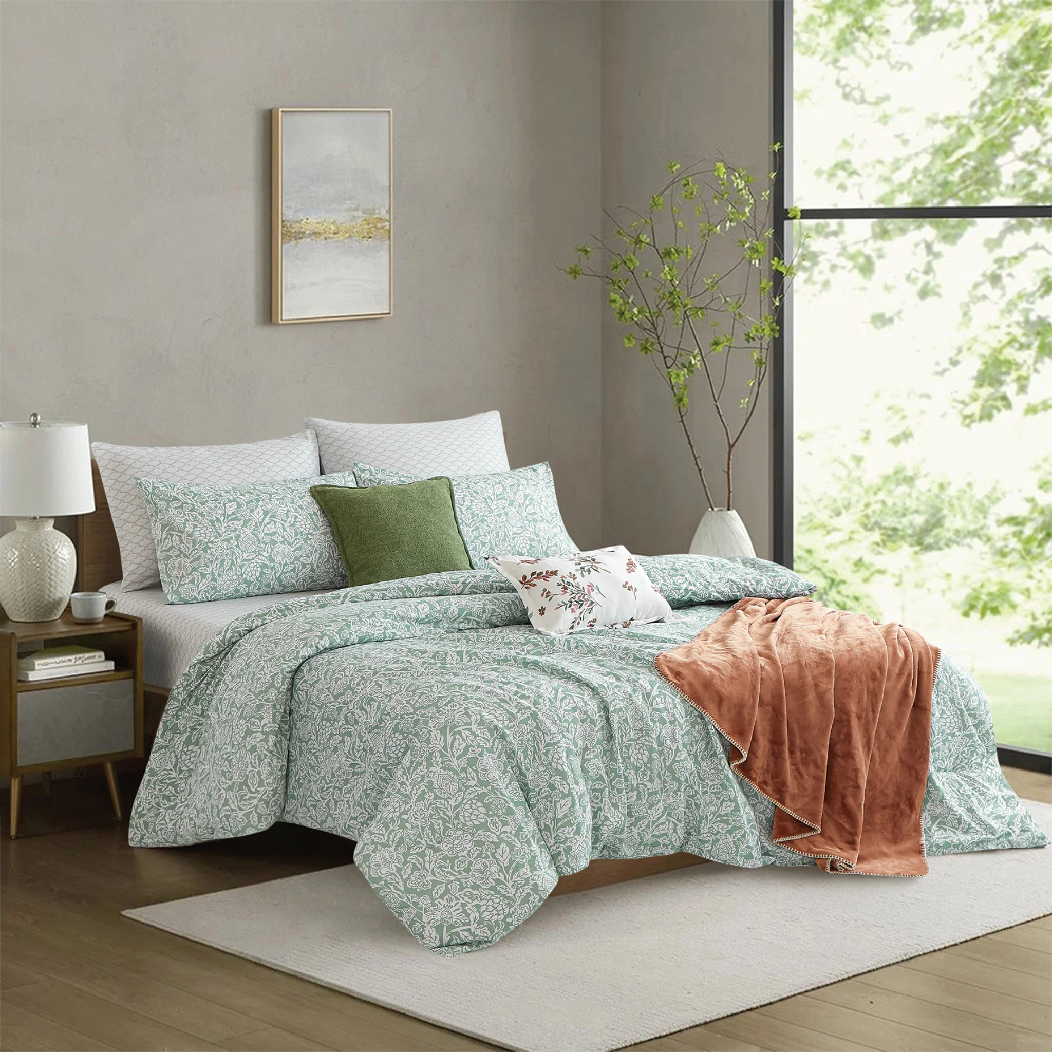 Fashionable SOPHIA 9-Piece Floral Comforter Set Environmentally Friendly