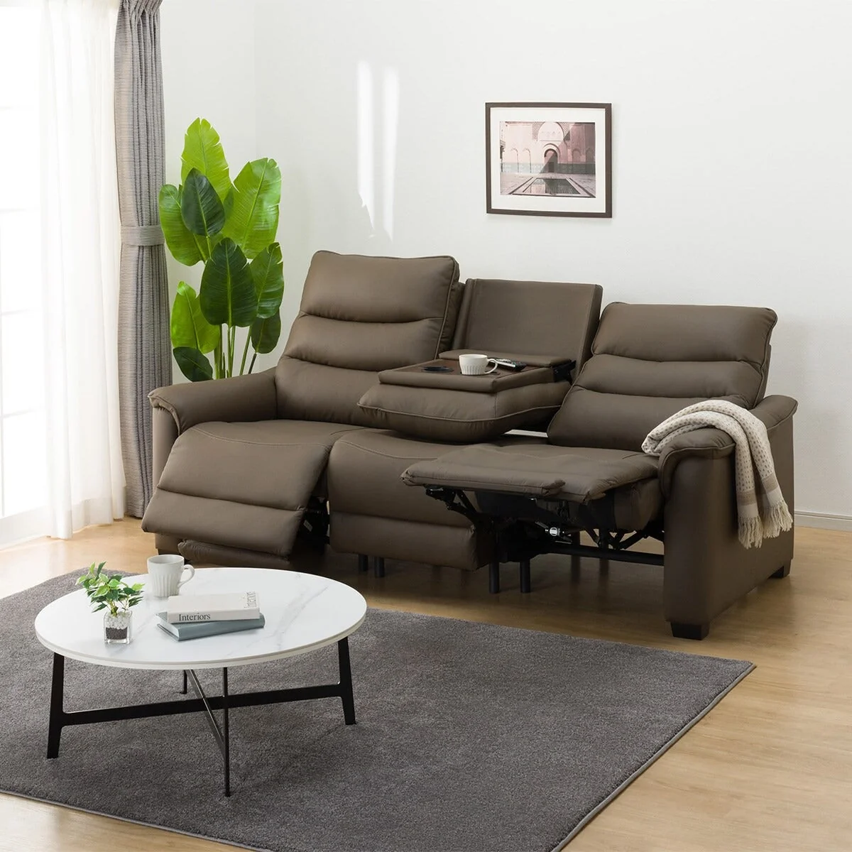 Sophisticated 3P ELECTRIC SOFA N-BELIEVA 3 LEATHER BR Recyclable
