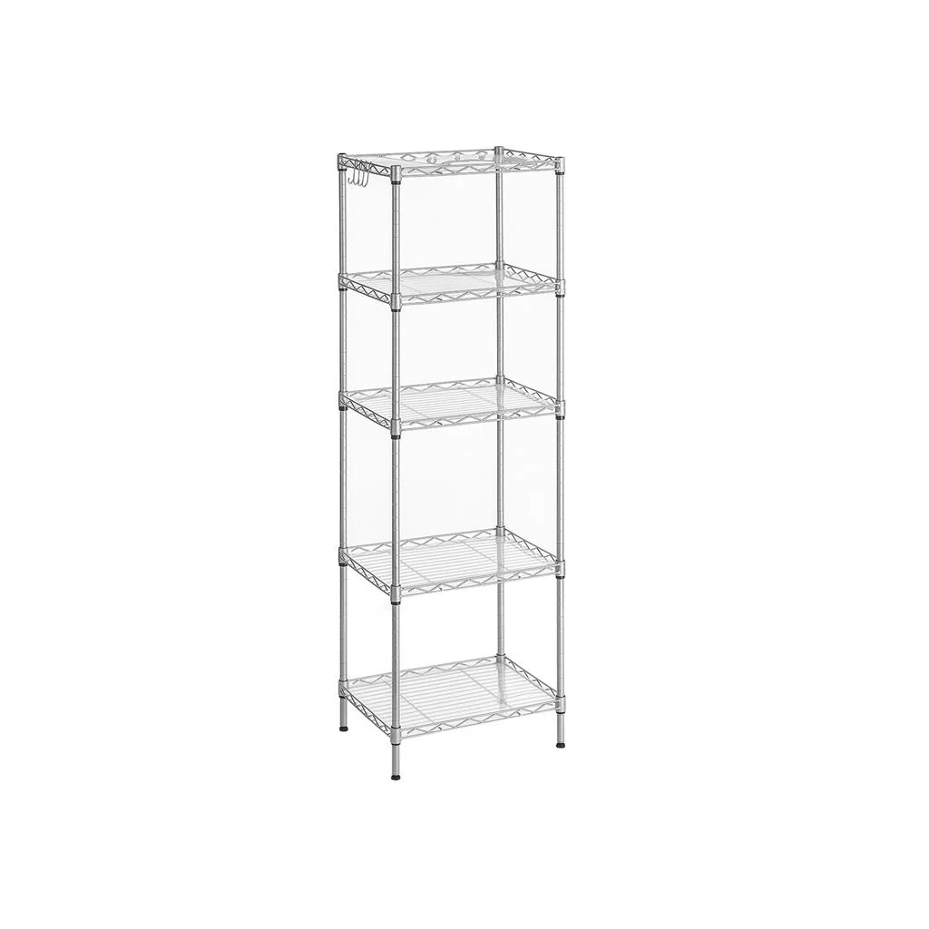 Exceptional SONGMICS SONGMICS 5-Tier Metal Storage Shelves Kitchen Wire Shelving Unit Storage Rack with Adjustable Shelves Shelf Liners 8 Hooks for Garage Next-Generation