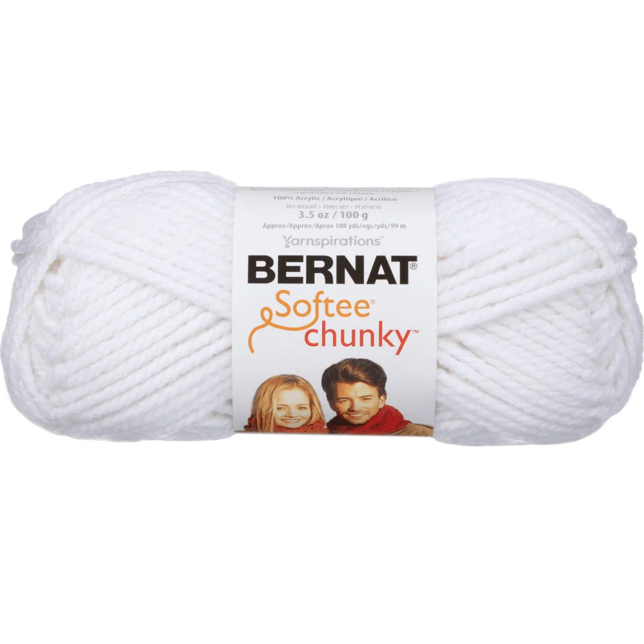 First-Class Bernat Softee Chunky Yarn – White Traditional