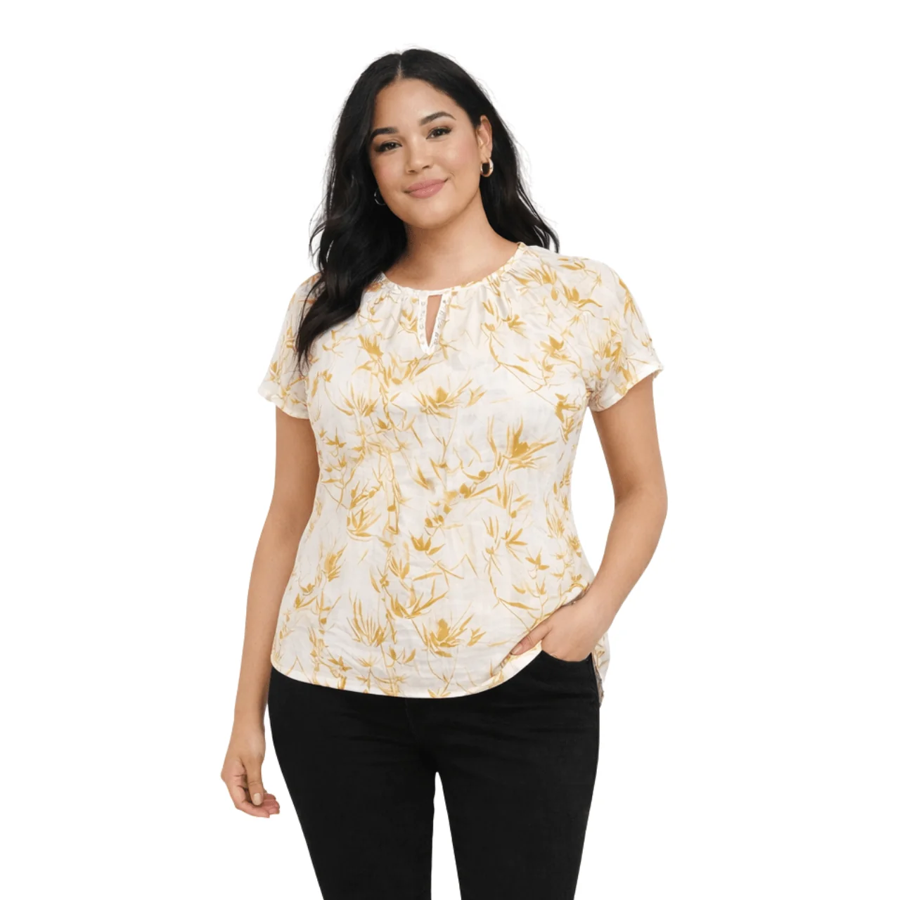 Pure Floral Short Sleeve Blouse Excellent