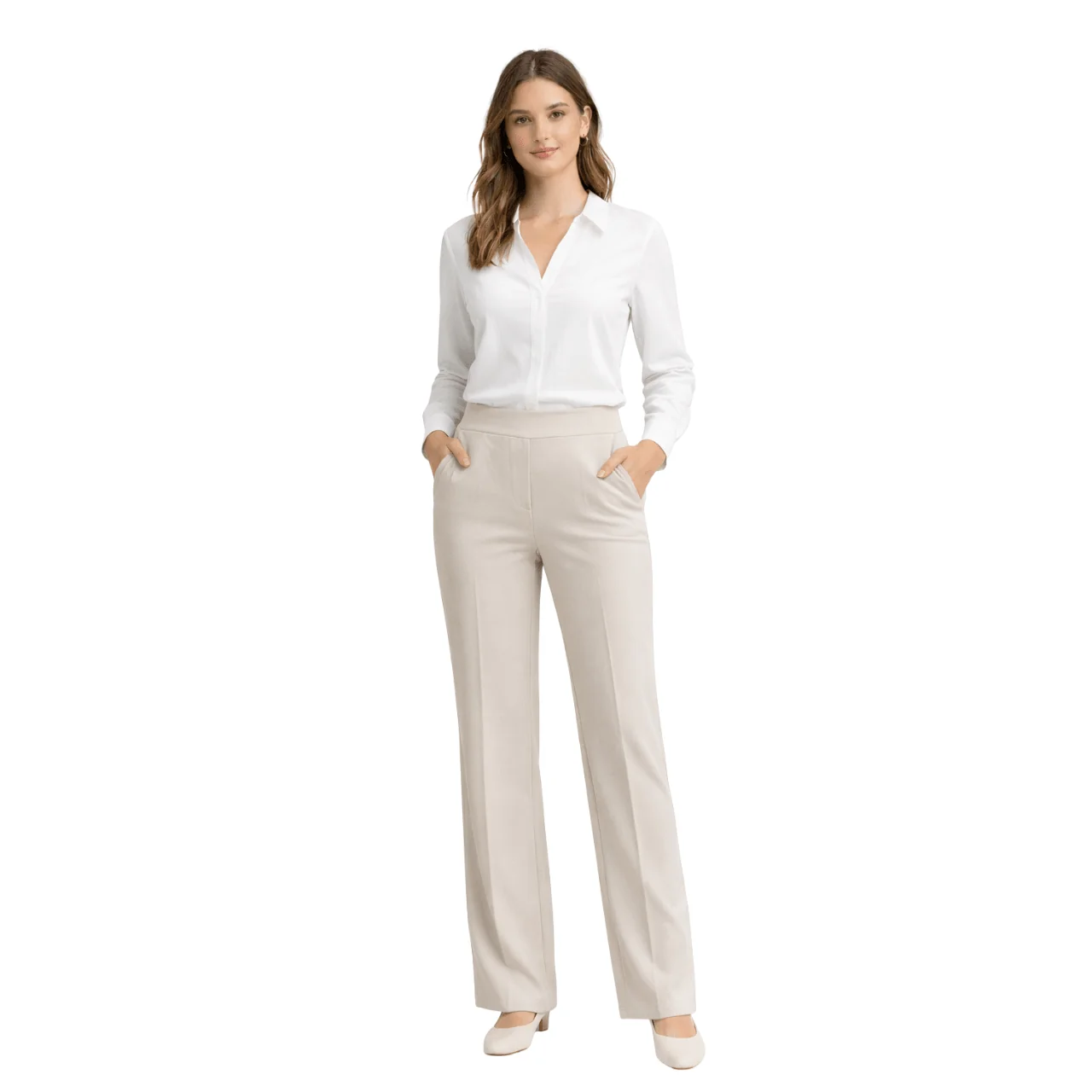 Genuine Tailored Pull-On Straight Leg Pants High-Grade