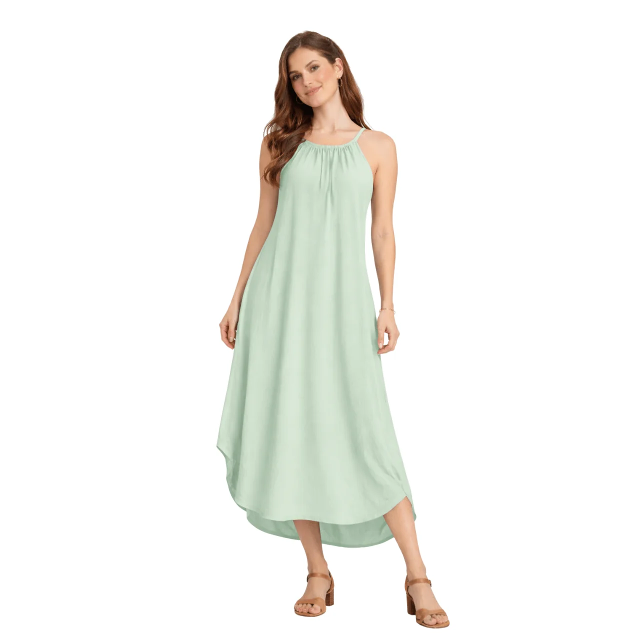 Practical Sleeveless Halter Neck Midi Dress Elegant