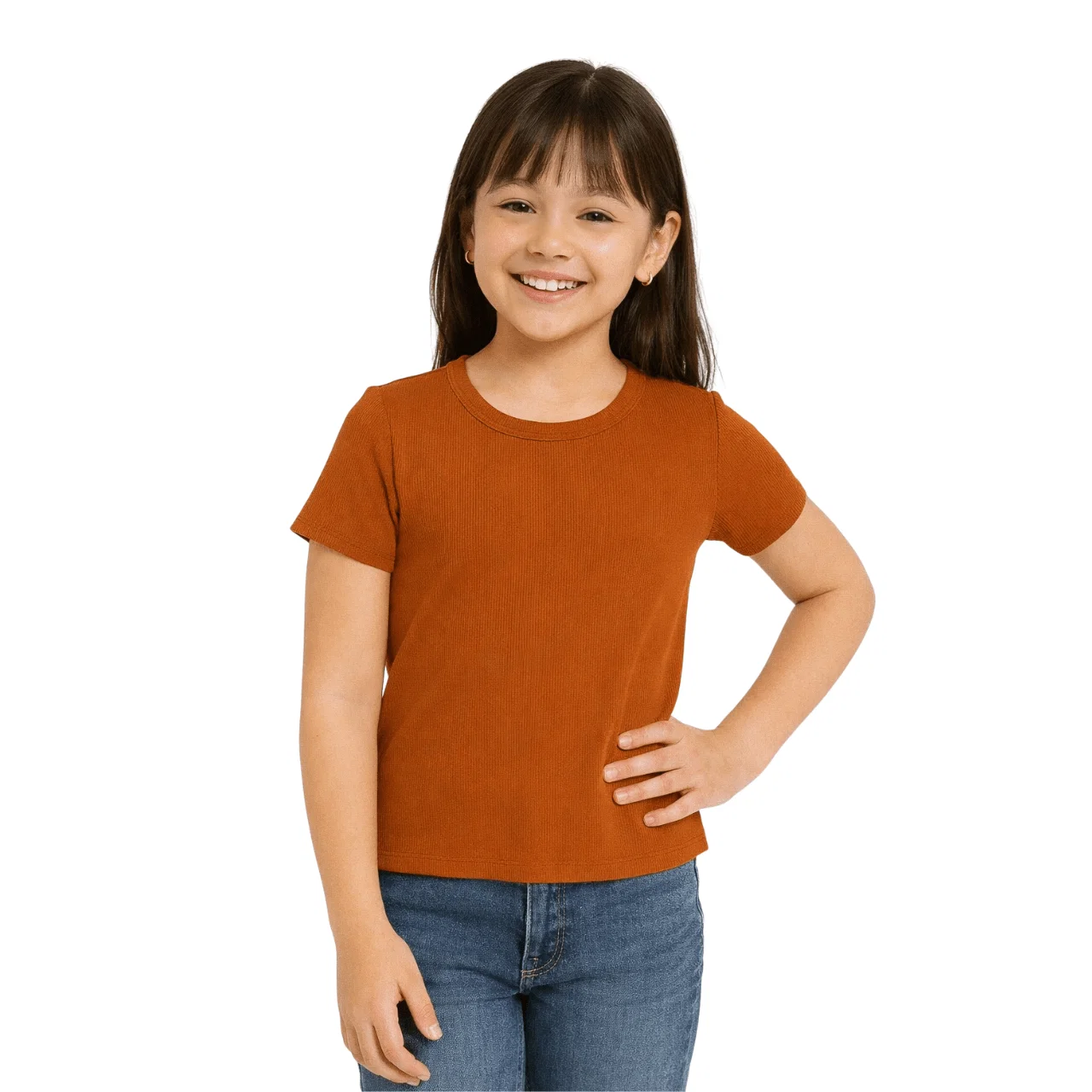 Green Ribbed Short Sleeve T-Shirt with Lettuce Trim Pure