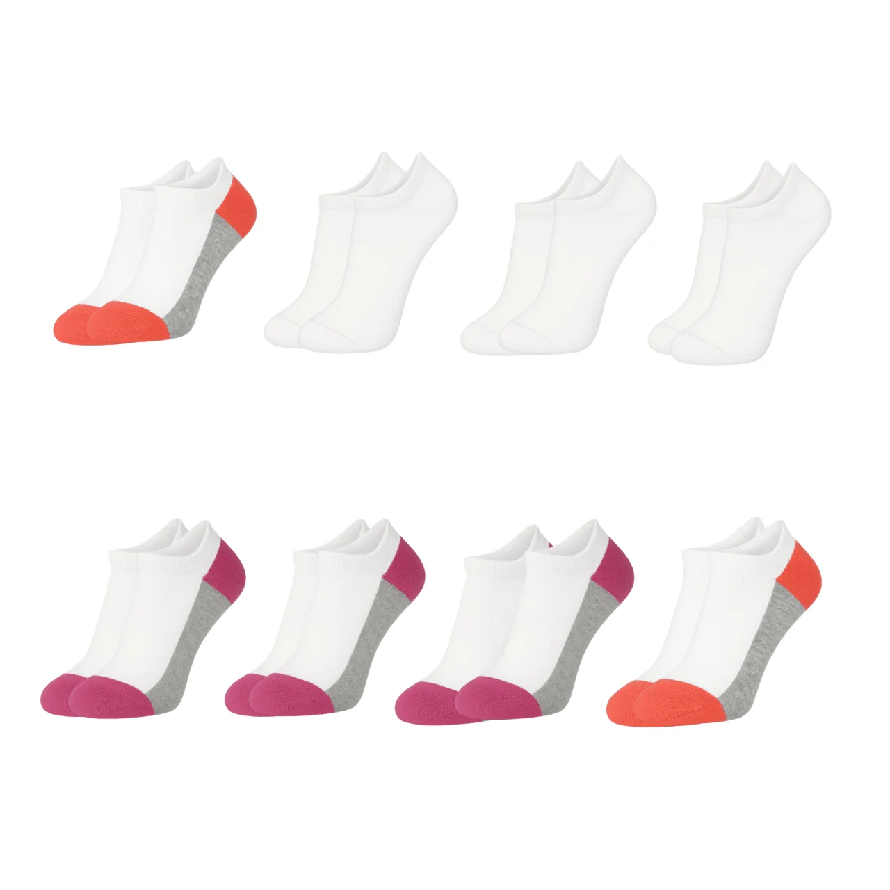 Certified 8-Pack Girls No-Show Sport Socks Ages 7–9 – Cotton Blend with Contrast Heel Toe Sophisticated