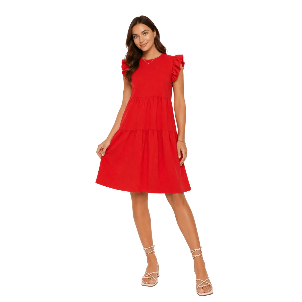 Powerful Tiered Ruffle Sleeve Dress Quality