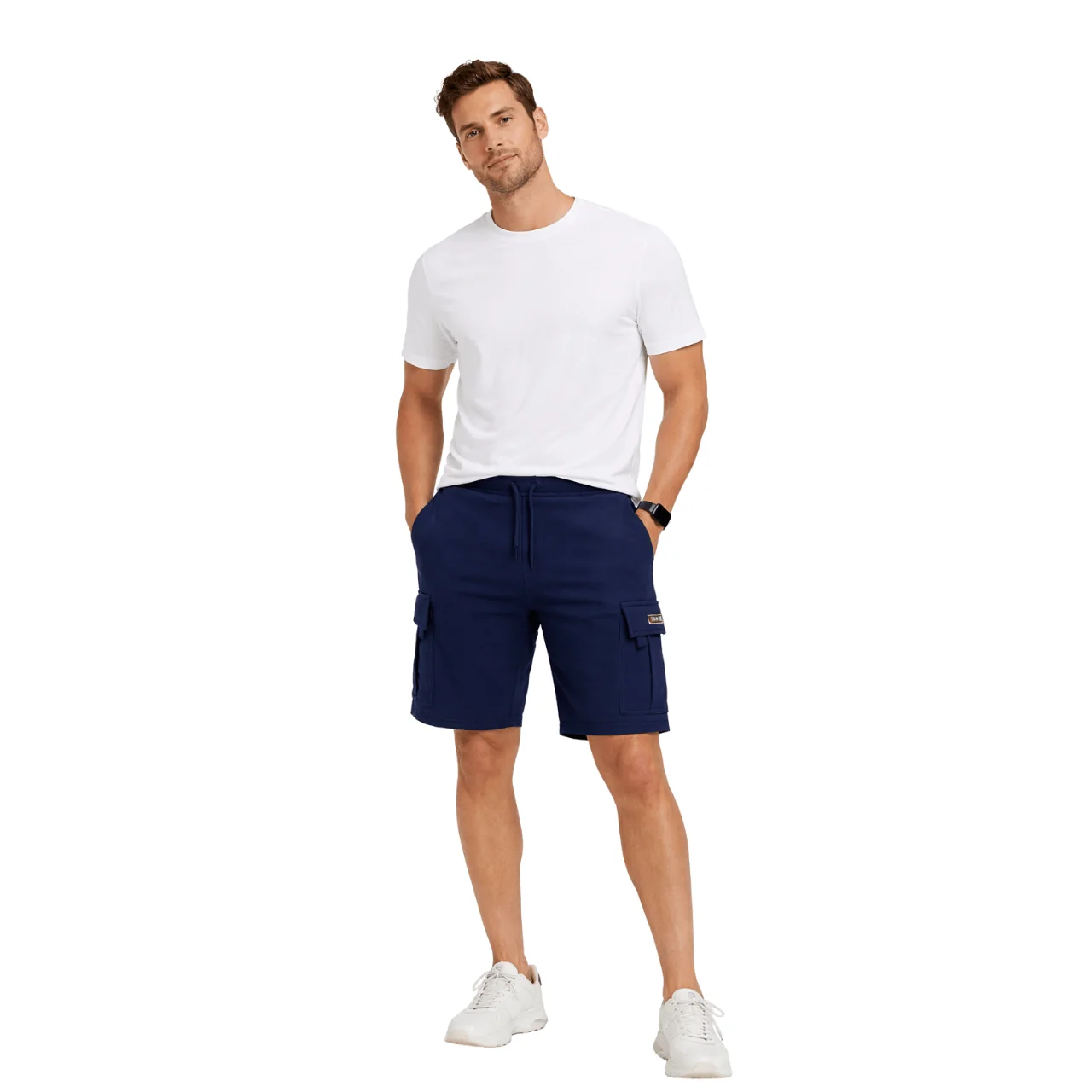 First-Class Men s Knit Cargo Shorts with Drawstring Waist Top-Quality