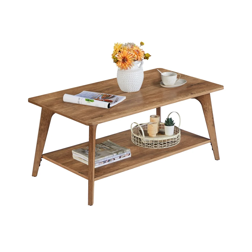 Effective VASAGLE Maezo Collection - Coffee Table 2-Tier Living Room Table with Storage Center Table with Rounded Corners Innovative
