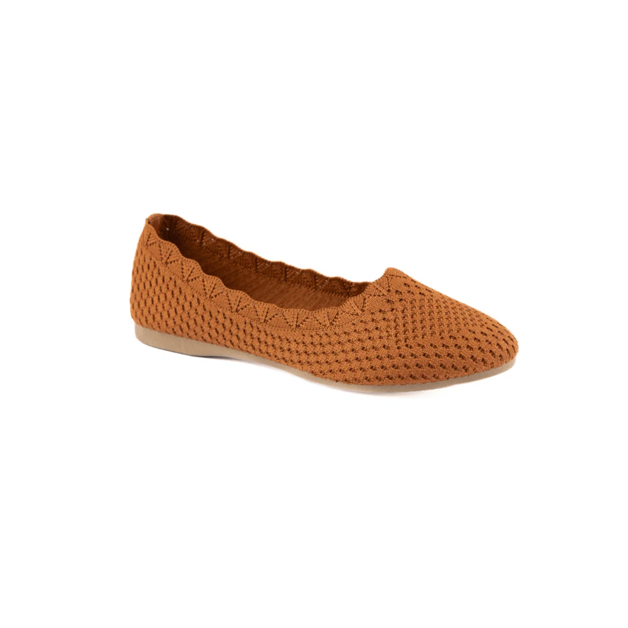 Responsible Textured Knit Ballet Flats with Scalloped Edge Fine