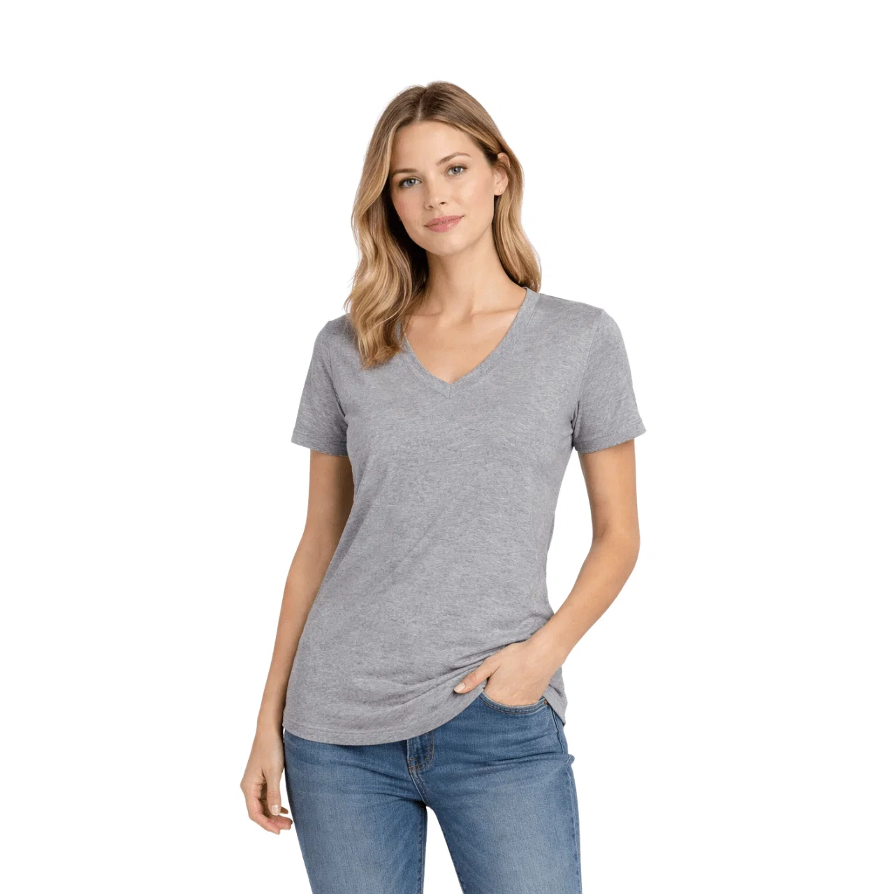 Elegant Essential V-Neck Cotton T-Shirt Lightweight