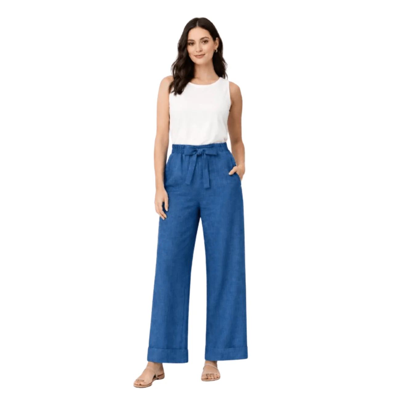 Exclusive Linen-Blend Tie-Waist Wide-Leg Pants Eco-Friendly