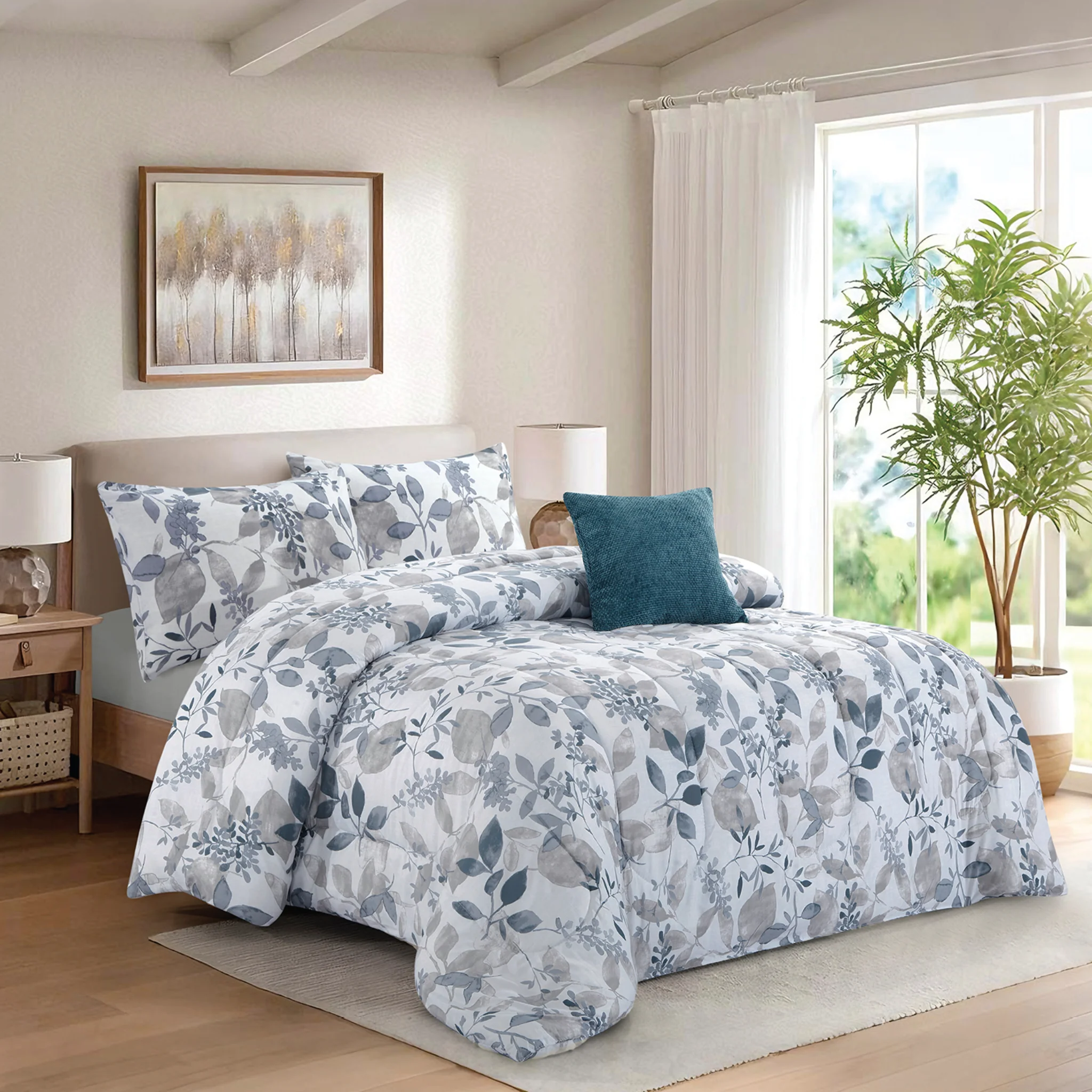 Clean Iris Botanical Comforter Set – 5 Pieces Long-Lasting